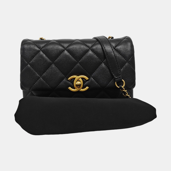 Quilted Lambskin Shoulder Bag Mini Black
