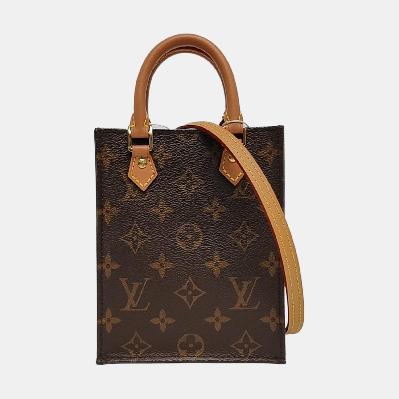 SAC PLAT Mini Monogram Coated Canvas Brown