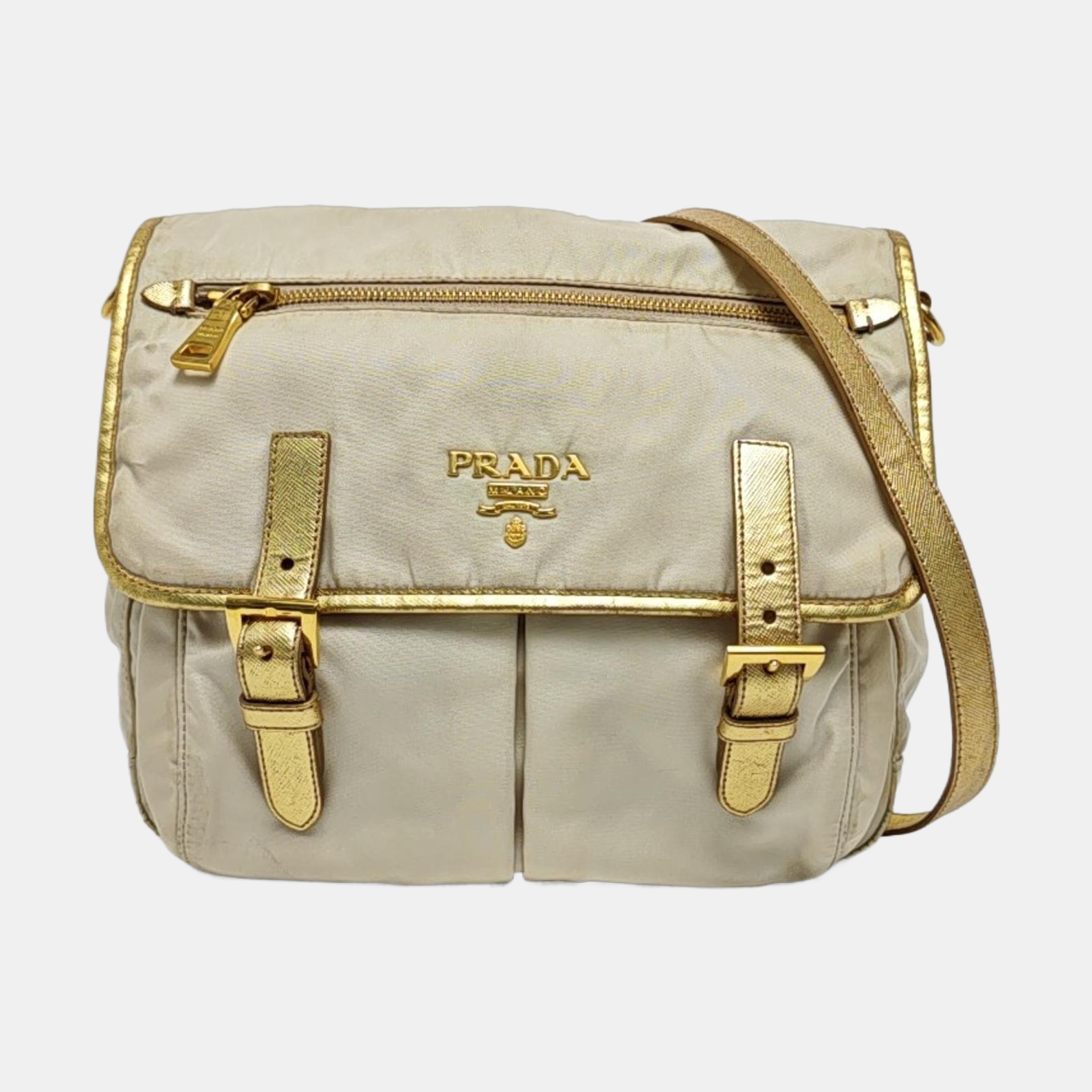 Nylon Shoulder Bag Beige