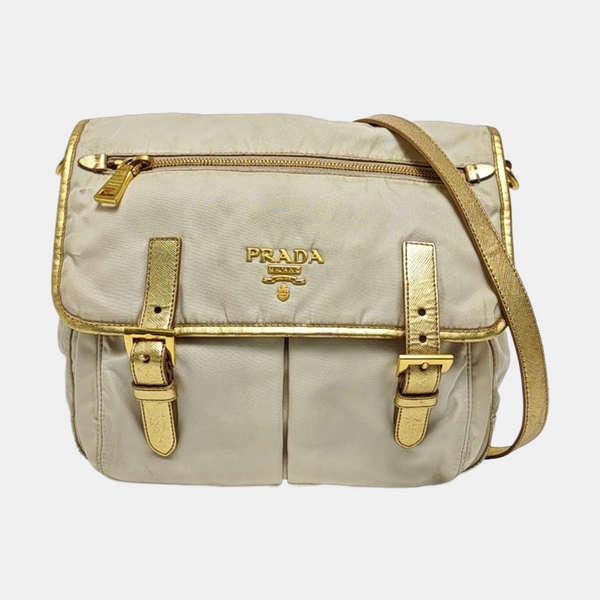 Nylon Shoulder Bag Beige