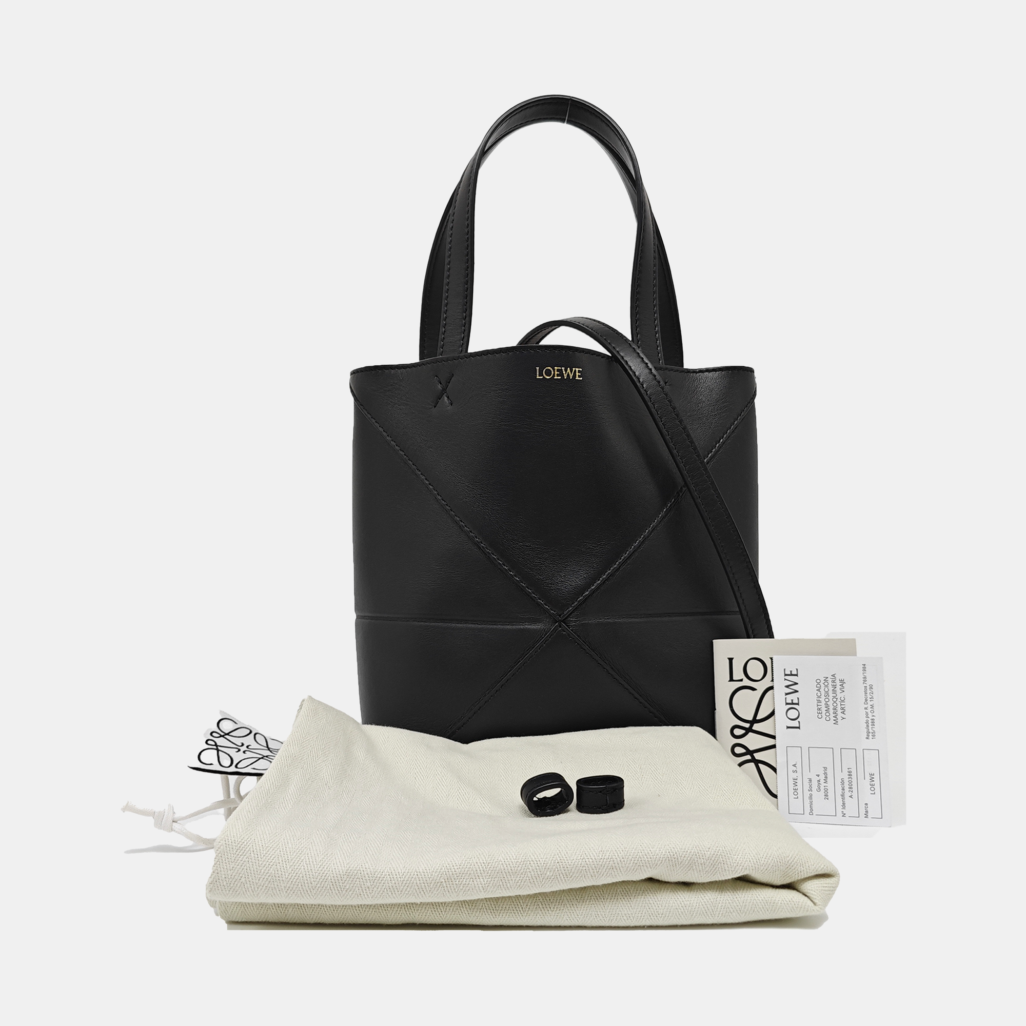 Puzzle Fold Mini Calfskin Black