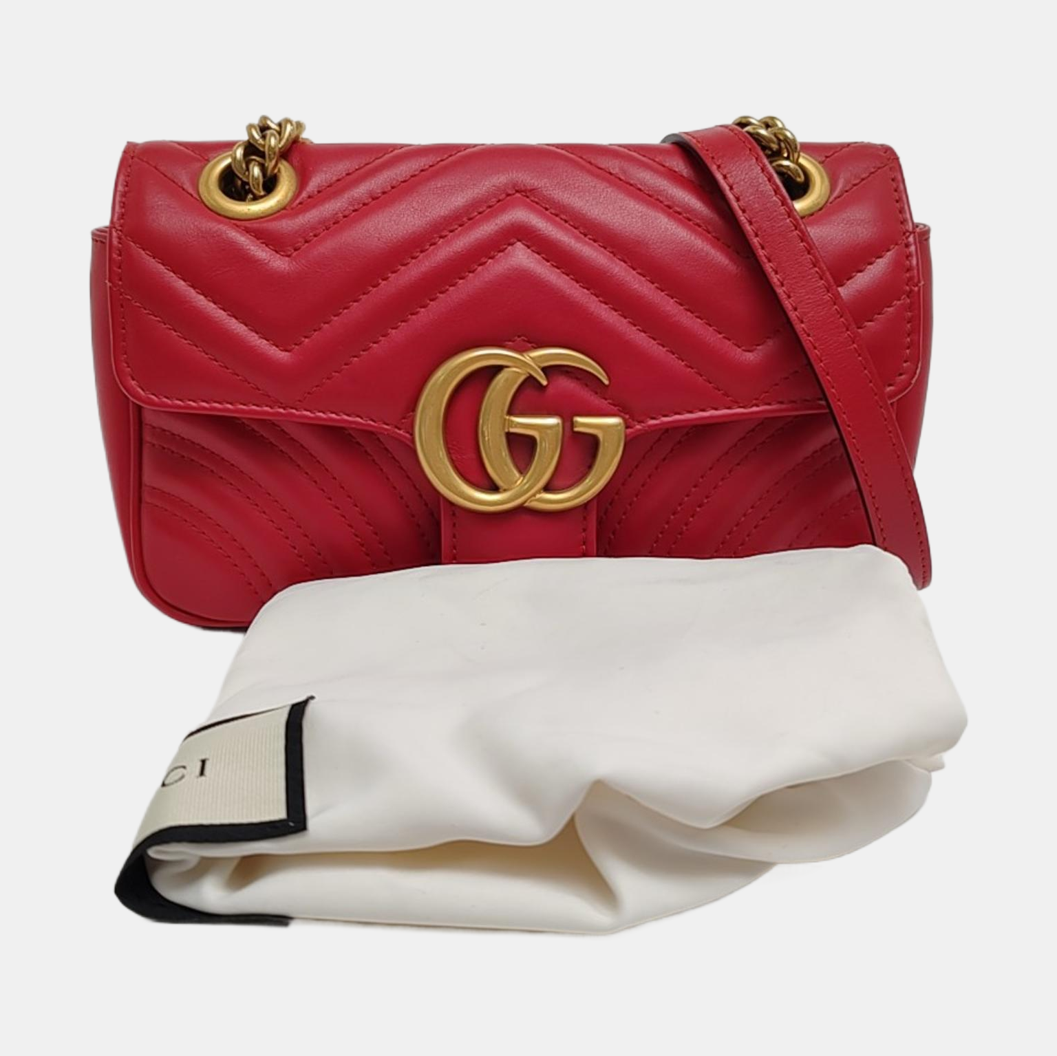 GG Marmont Small Quilted Calfskin Red