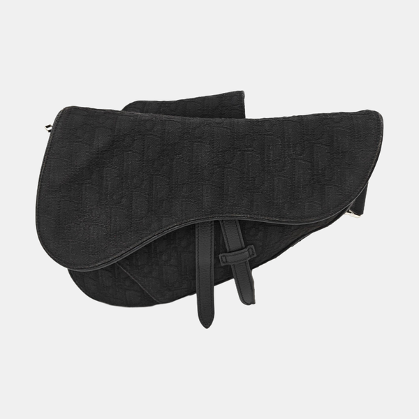 Saddle Medium Oblique Canvas Black