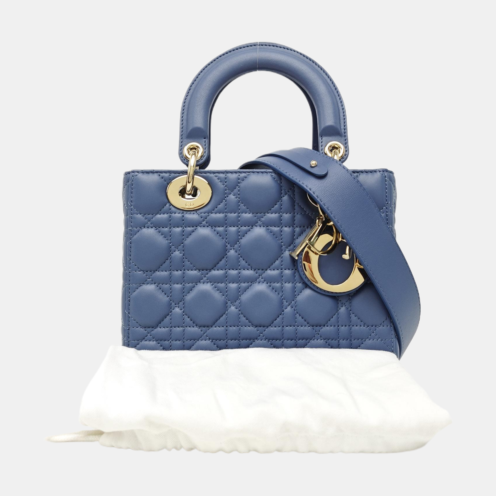 Lady Dior Small Cannage Lambskin Blue