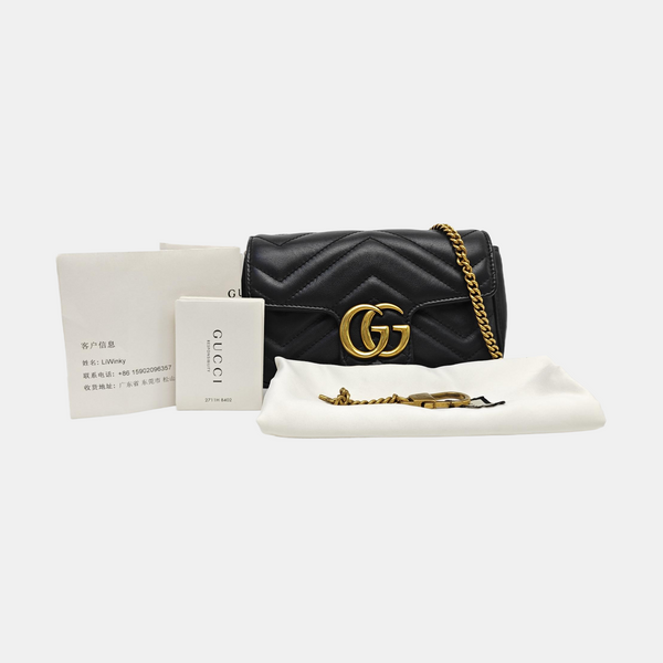 GG Marmont Mini Quilted Calfskin Black