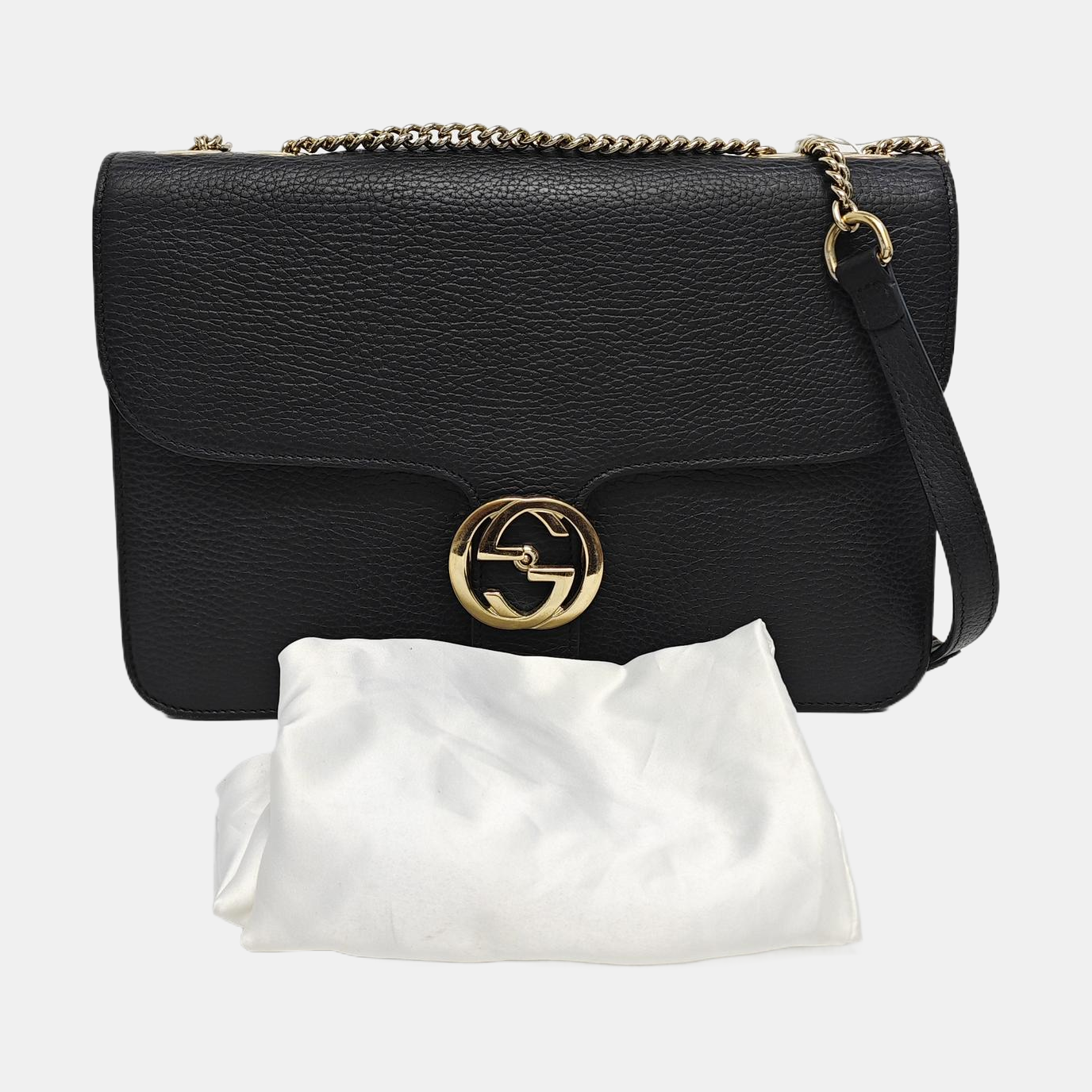 Authenticated pre-owned  Interlocking G Large Calfskin Black - Shoulder Bag at Looply