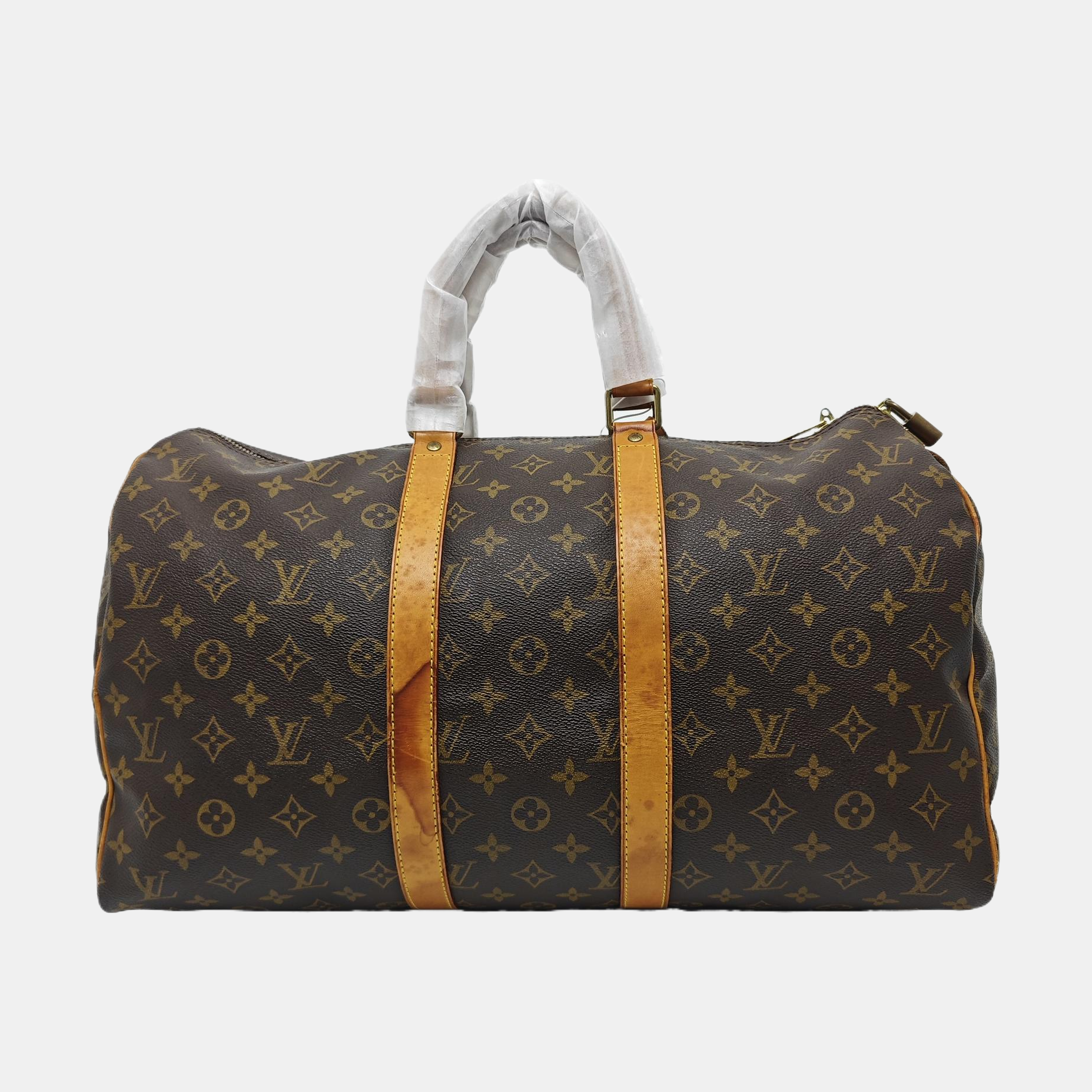 KEEPALL 45 Monogram Coated Canvas Brown