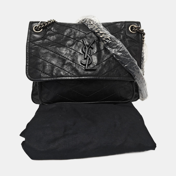 NIKI Medium Chevron Calfskin Black