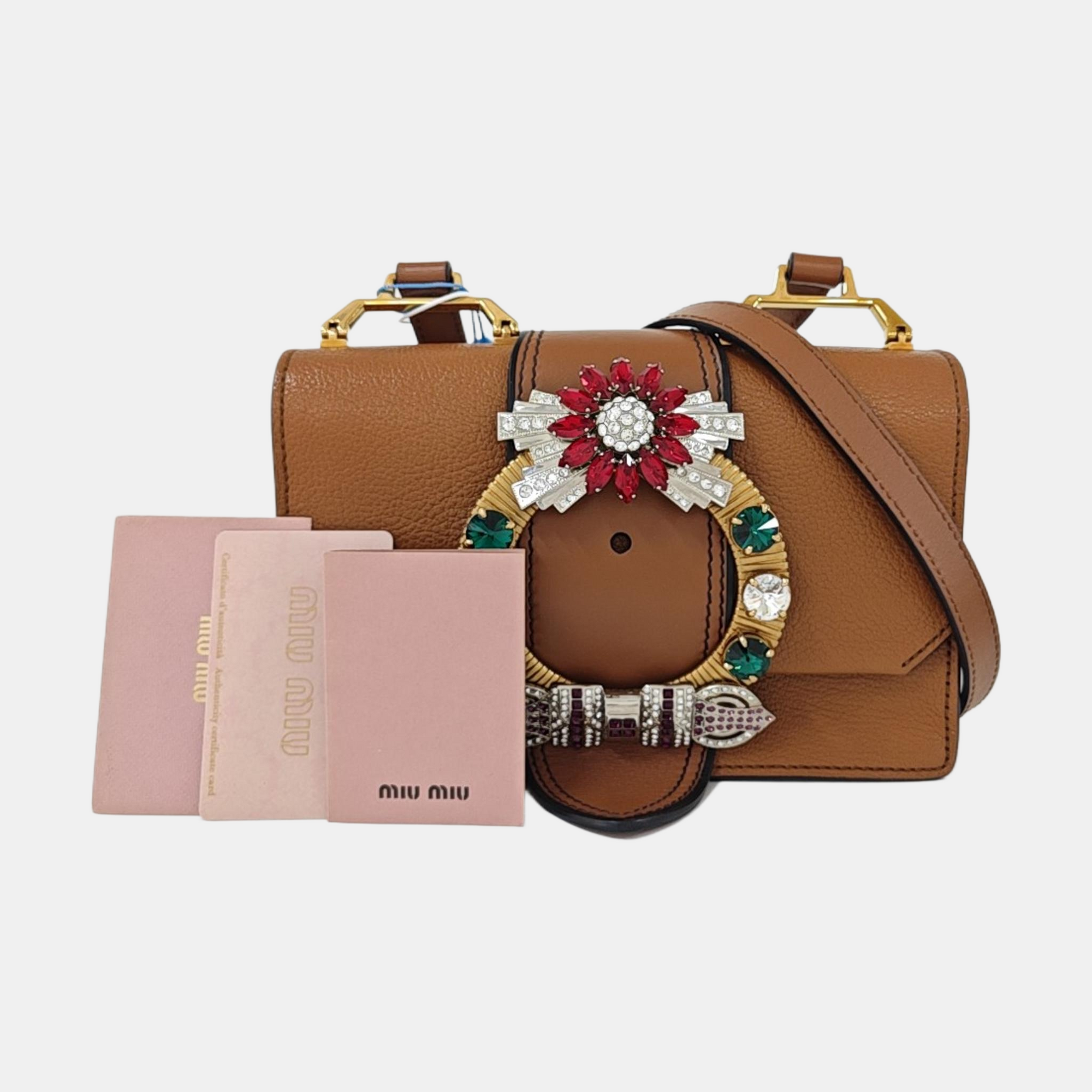 Miu Lady Calfskin Brown