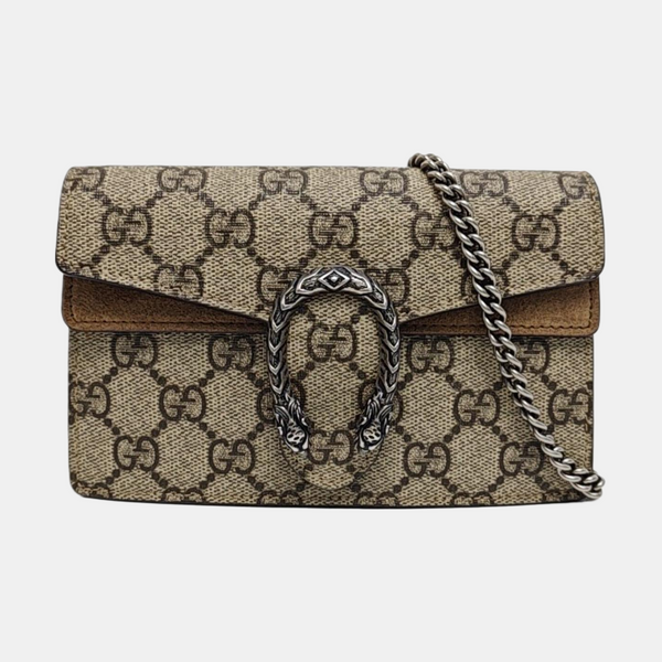 Dionysus Super Mini Monogram Coated Canvas Beige