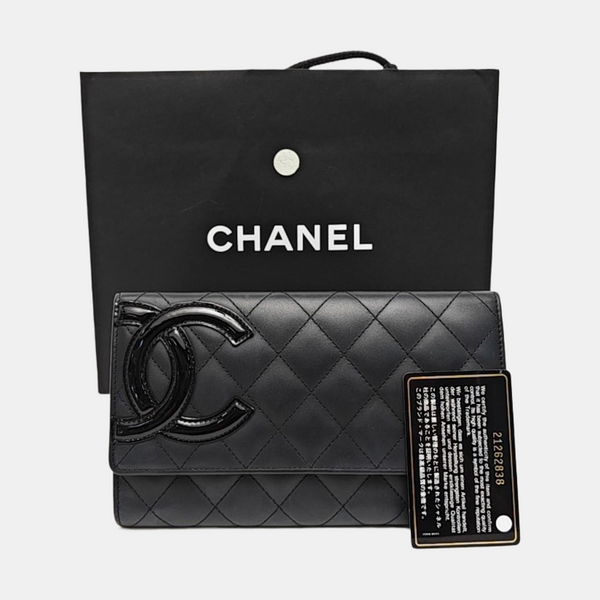 CAMBON Medium Quilted Calfskin Black Wallet