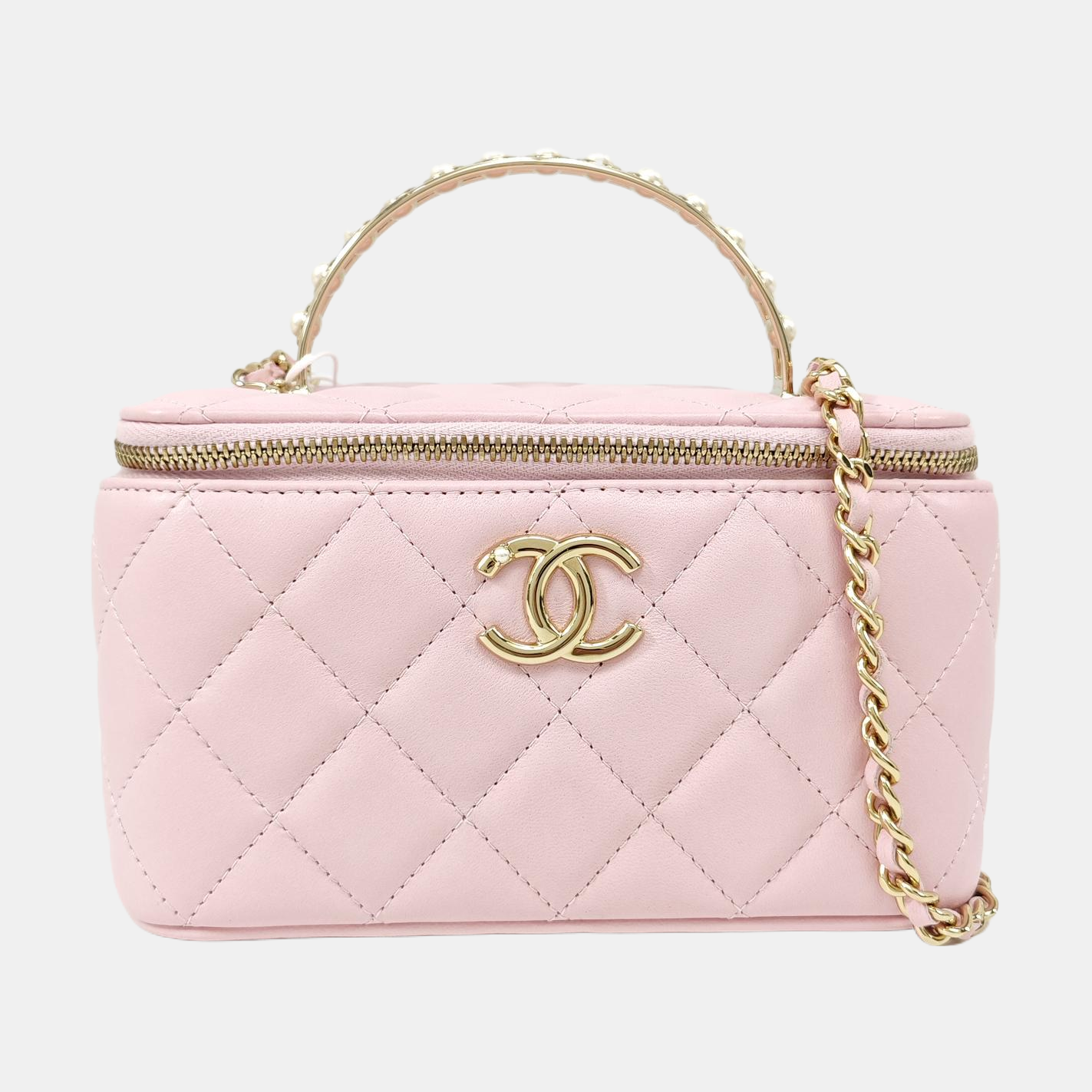 VANITY CASE Quilted Lambskin Pink