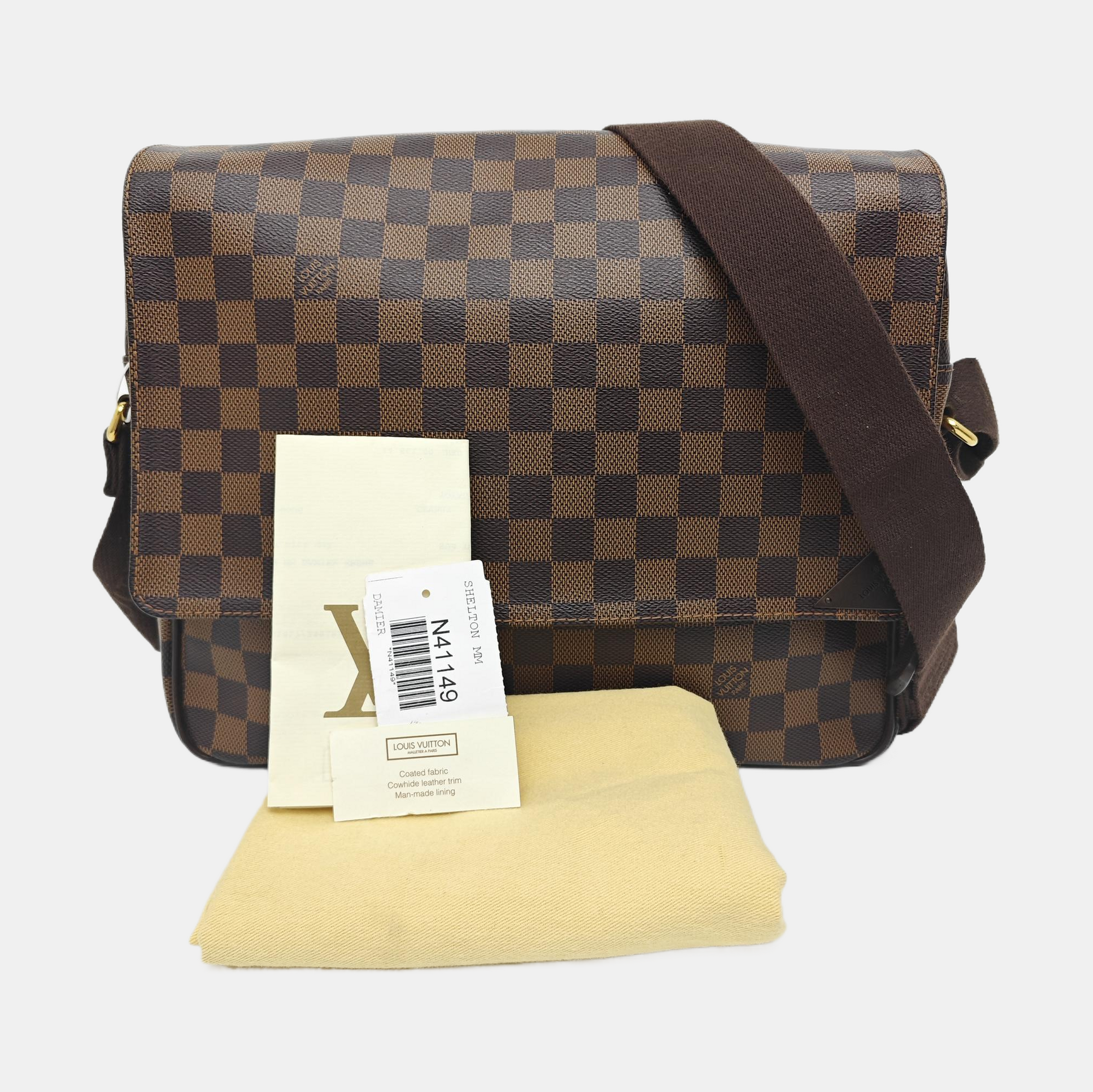 SHELTON MM Damier Ebene Coated Canvas Brown
