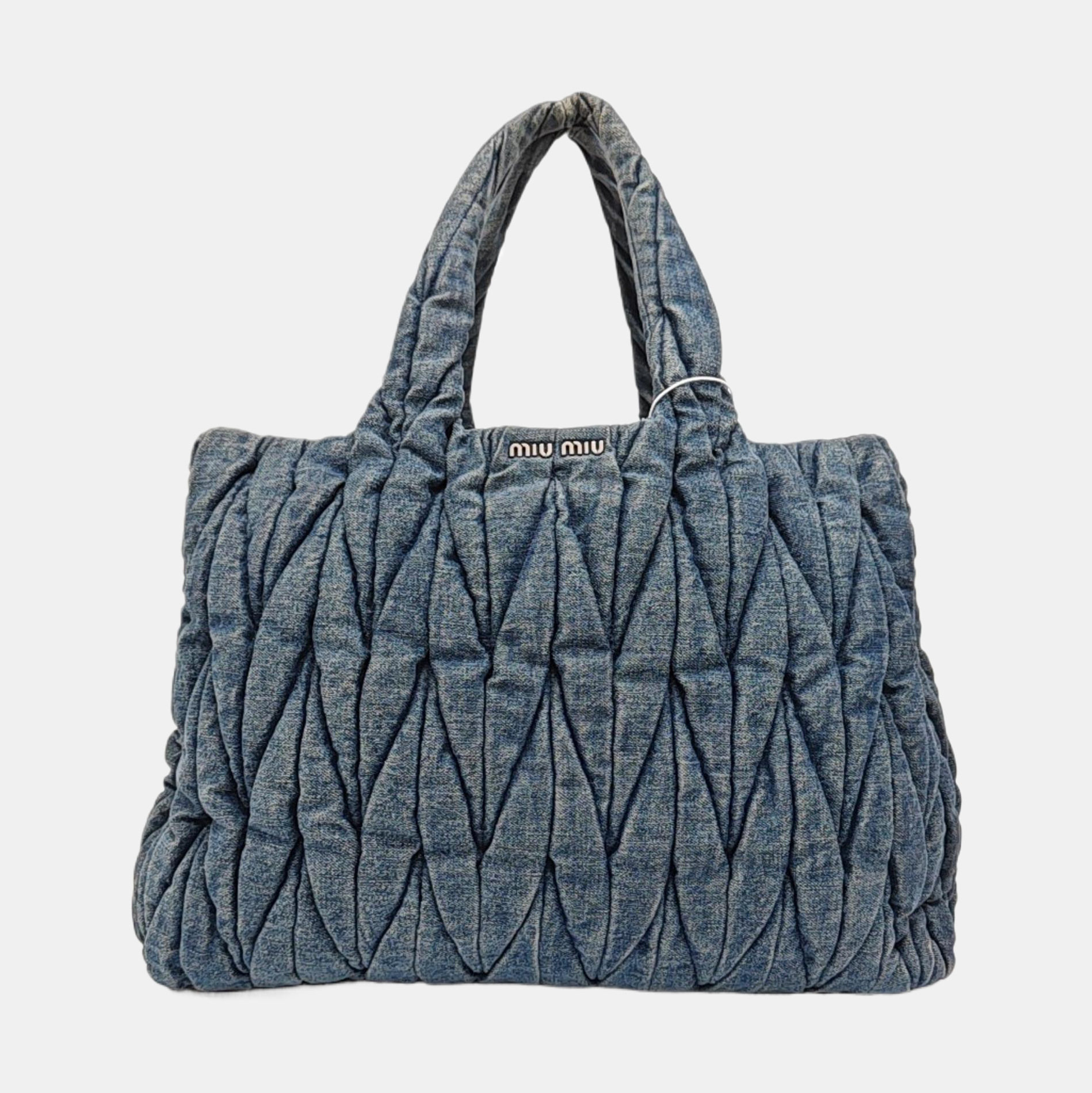 Quilted Denim Tote Bag Blue