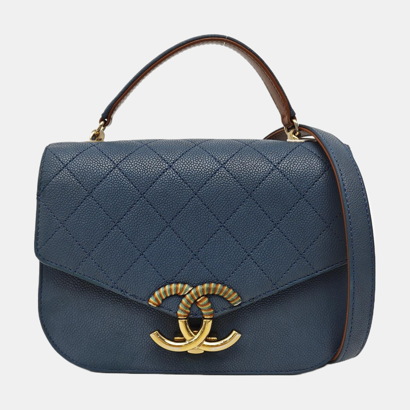 THREAD AROUND Quilted Grained Calfskin Blue