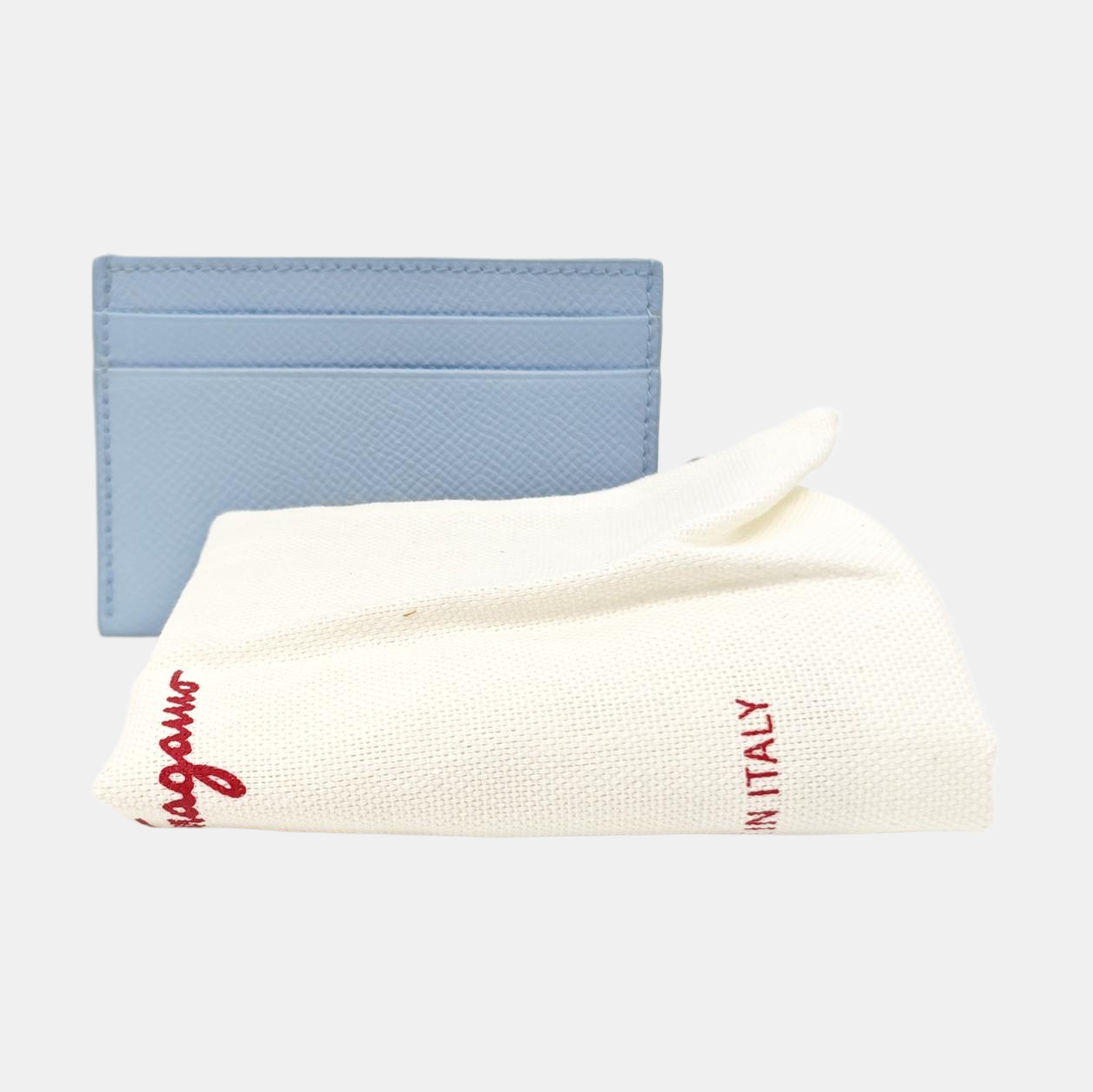 Gancini Calfskin Blue Card Holder