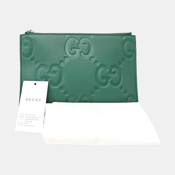 Monogram Calfskin Clutch Large Green