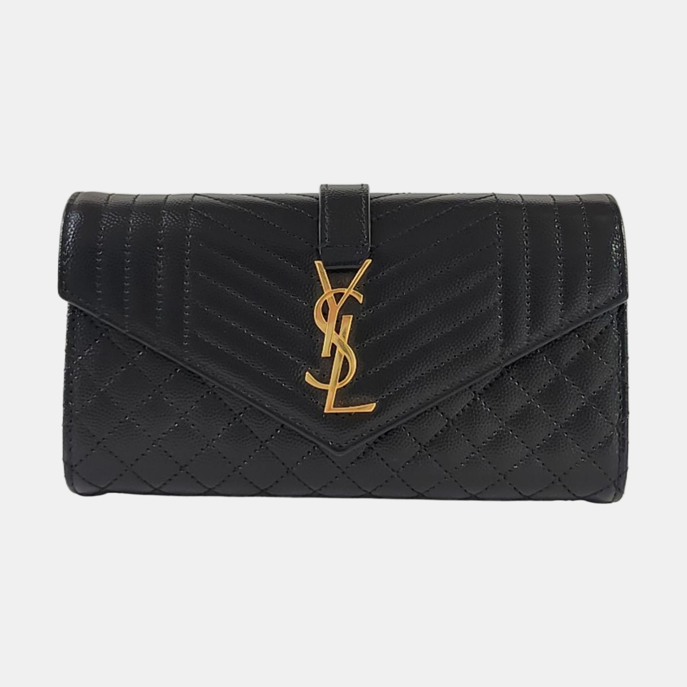 Chevron Calfskin Wallet Large Black
