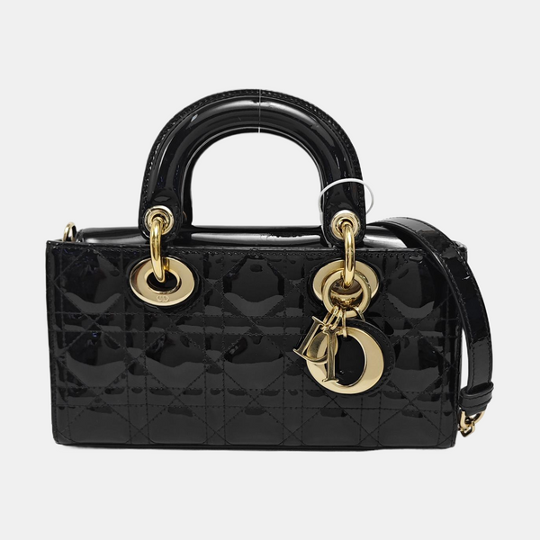 Lady Dior Small Cannage Patent Calfskin Black