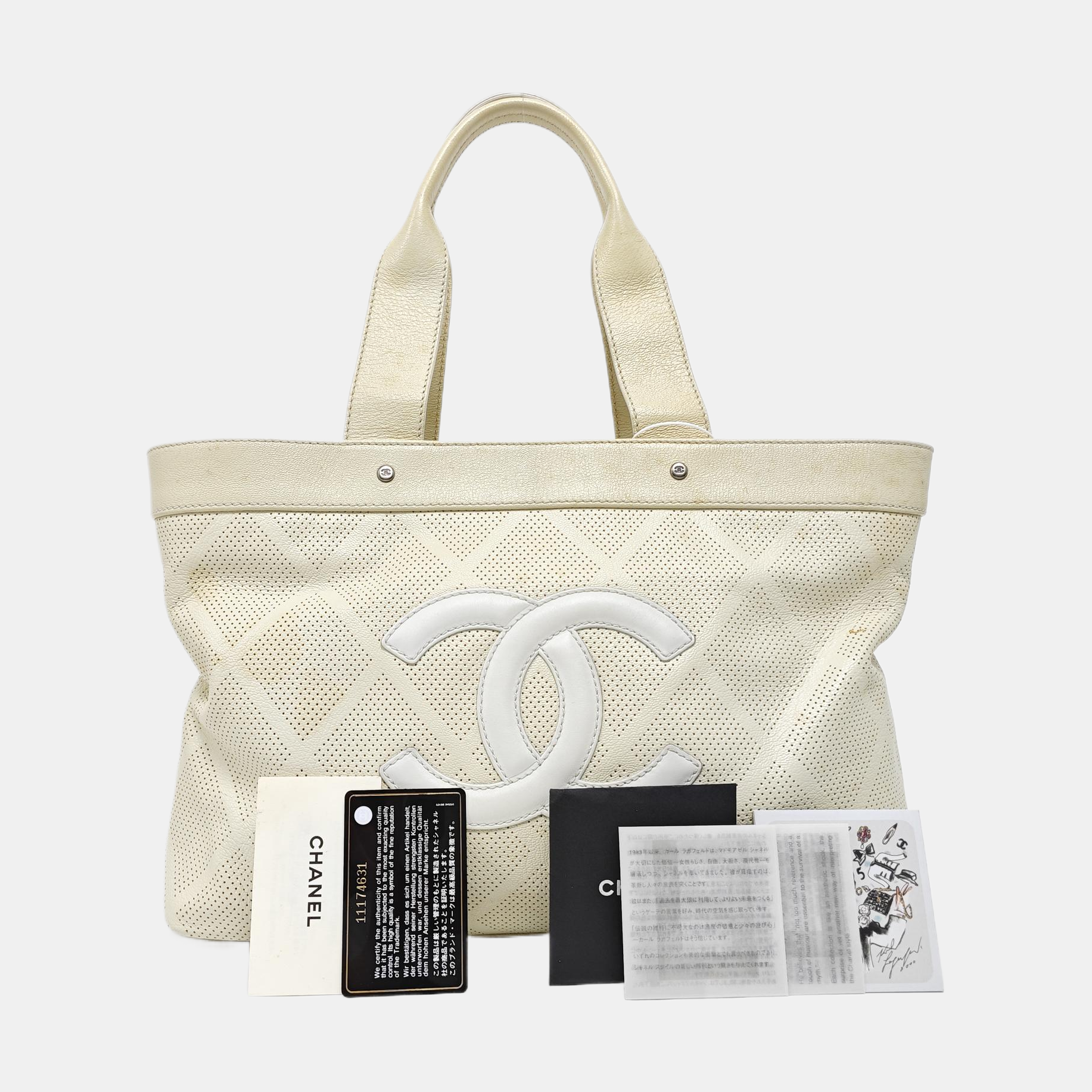 Quilted Lambskin Tote Bag White