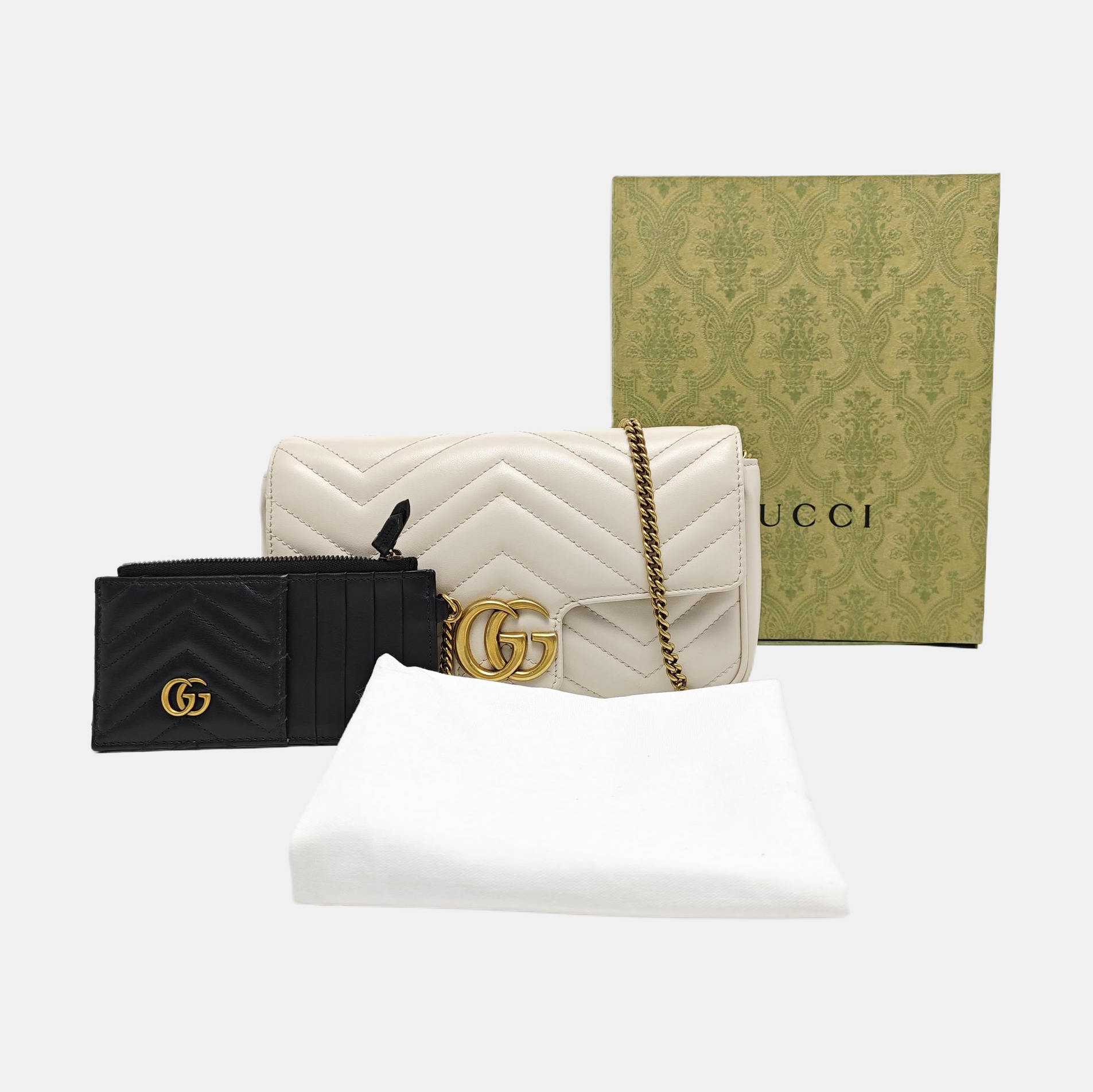 GG Marmont Small Quilted Calfskin White