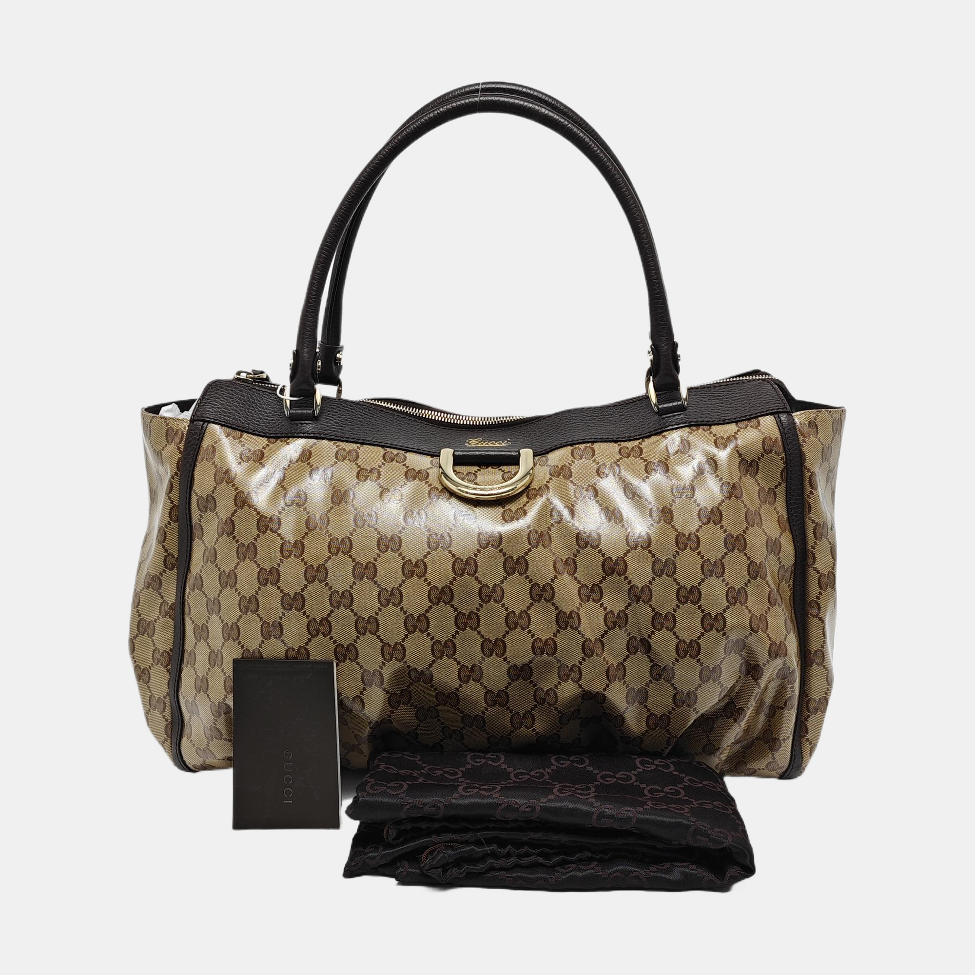 D Gold Monogram Coated Canvas Brown