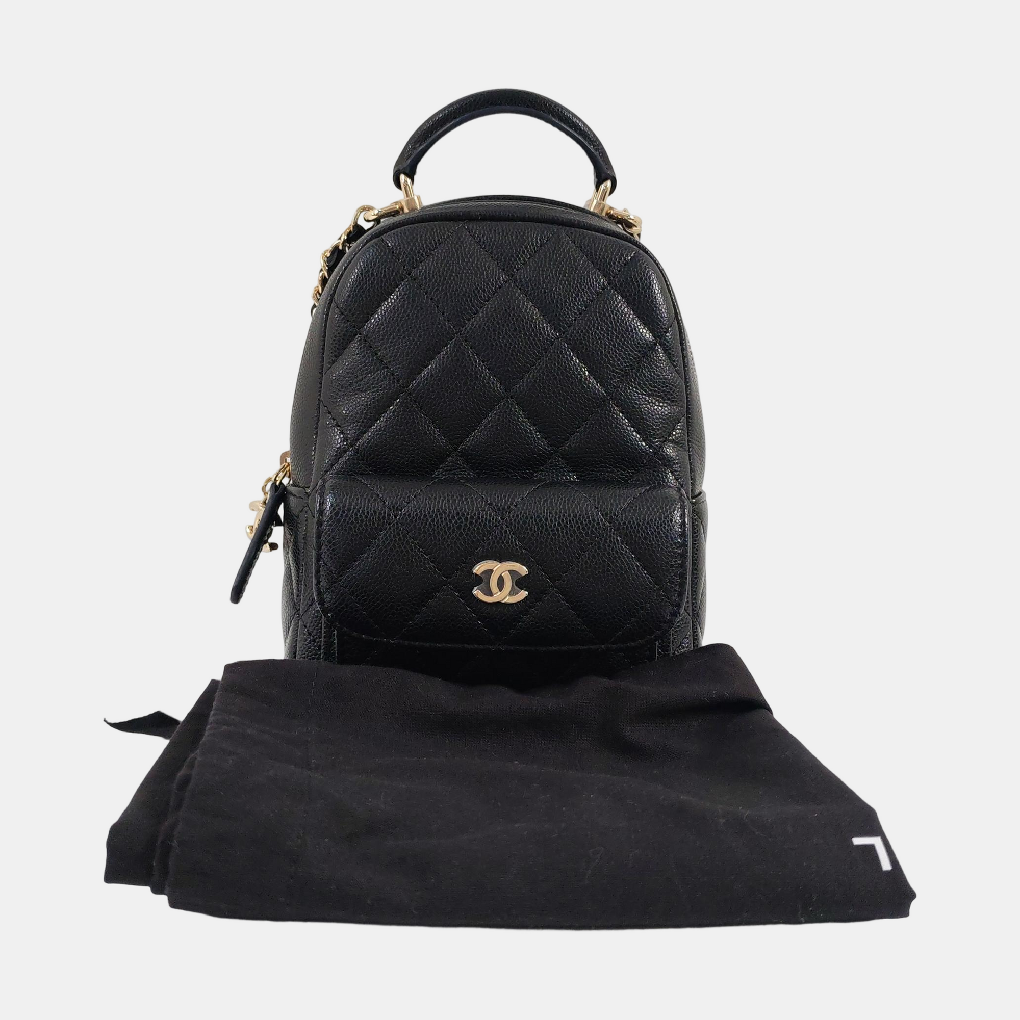 Mini Quilted Grained Calfskin Black