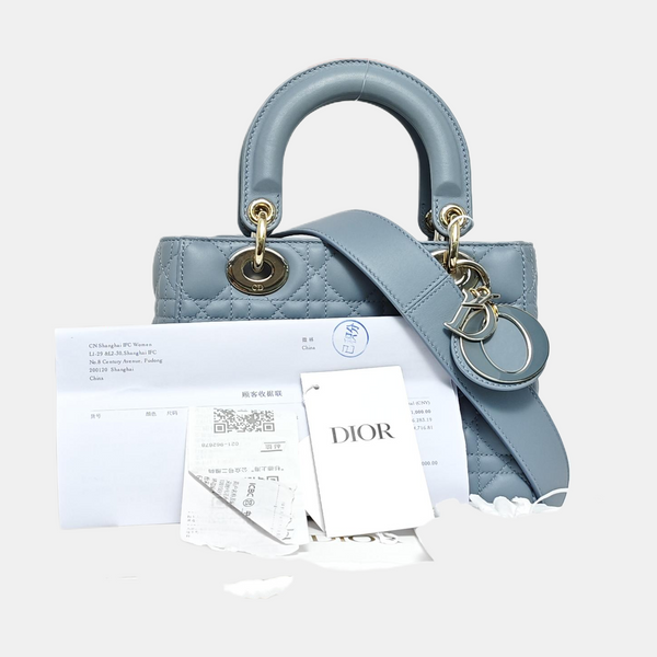 Lady Dior Small Cannage Lambskin Blue