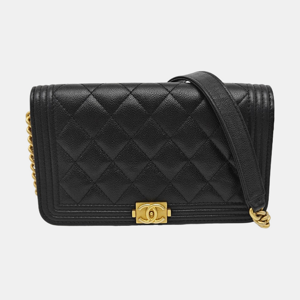 BOY CHANEL Mini Quilted Grained Calfskin Black
