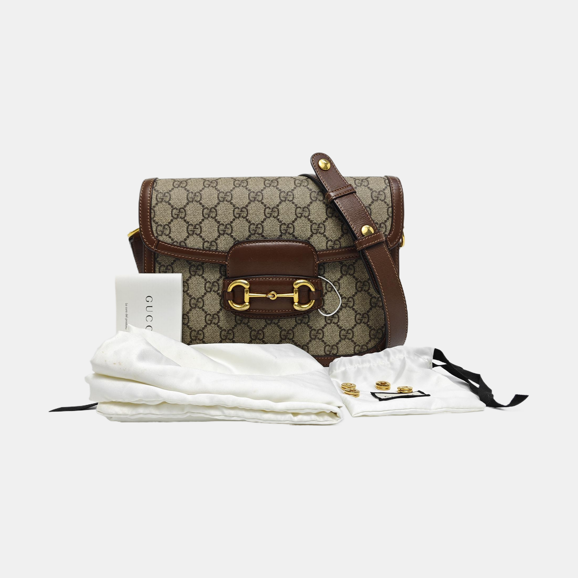 Horsebit 1955 Medium Monogram Coated Canvas Beige