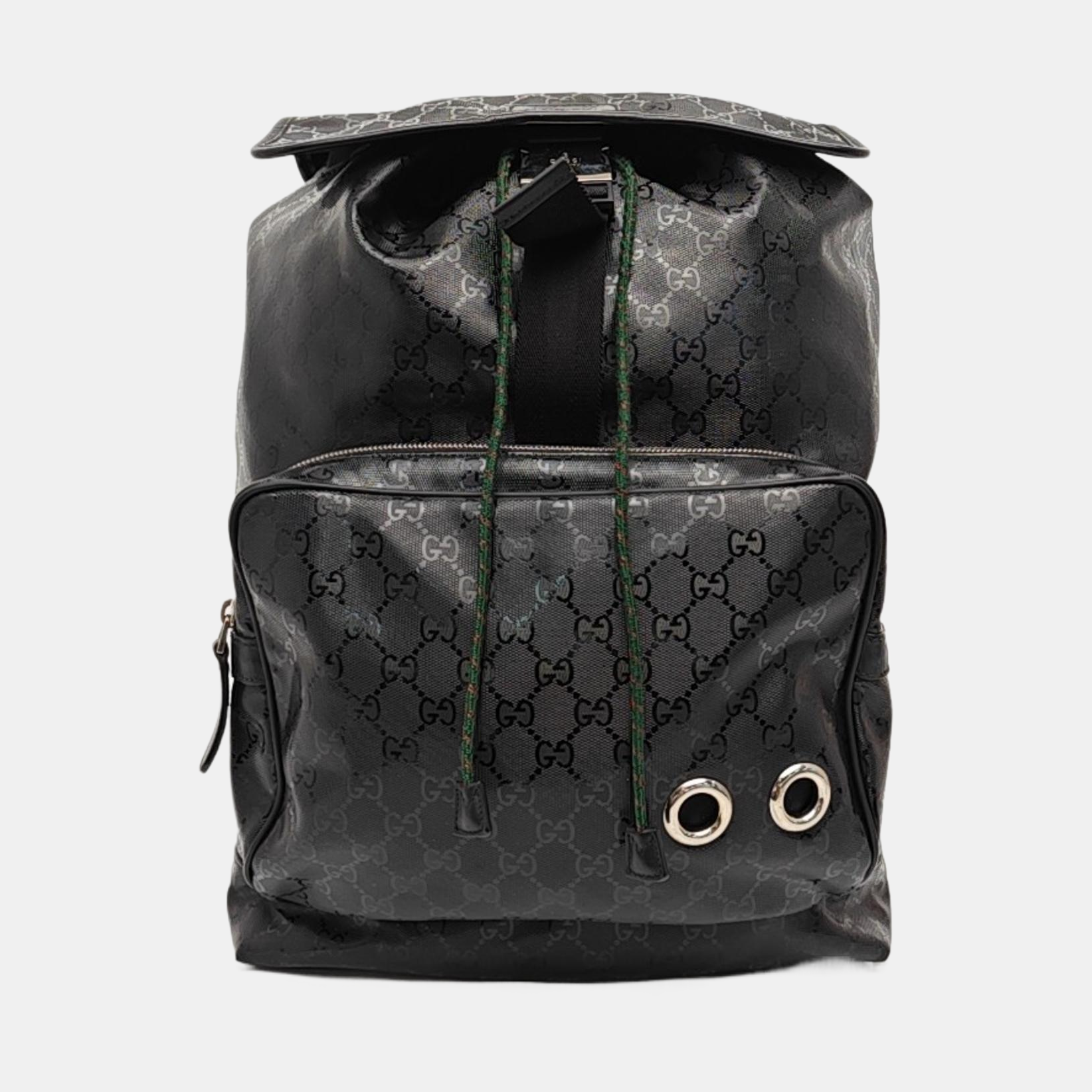 Monogram Coated Canvas Backpack Black