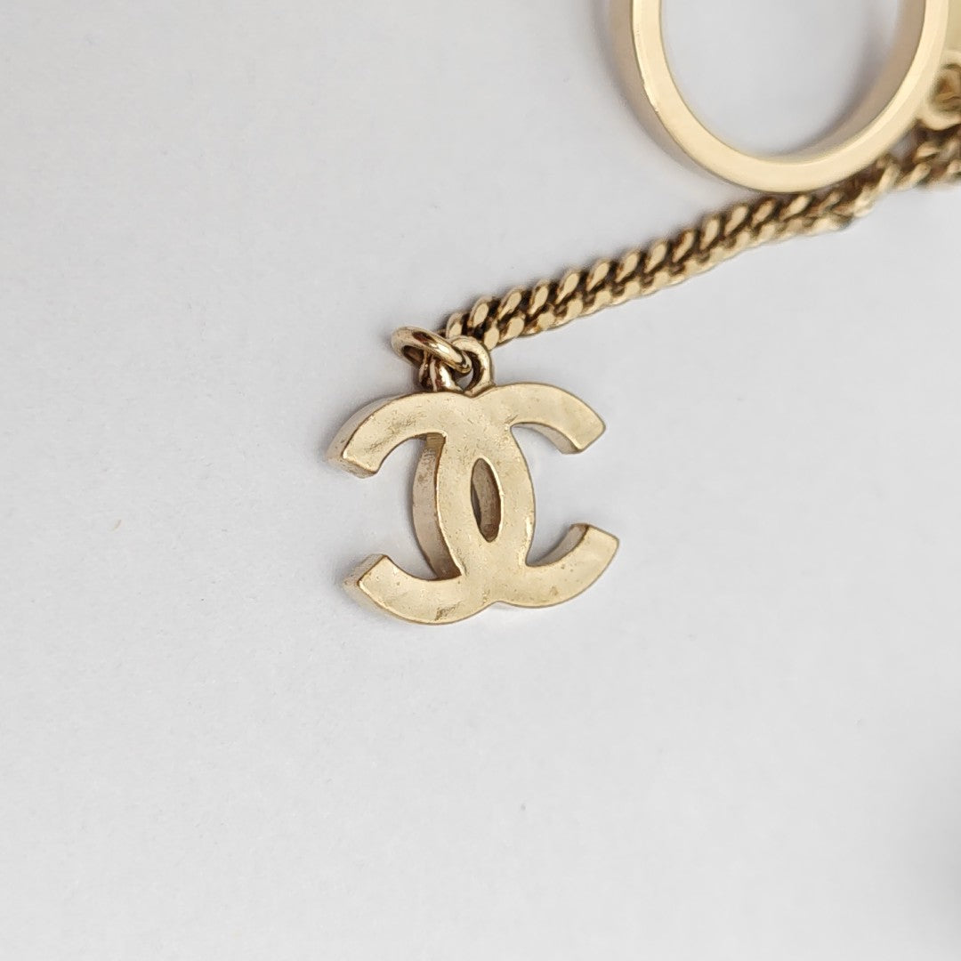 CC Logo Metal Gold Stud Earrings