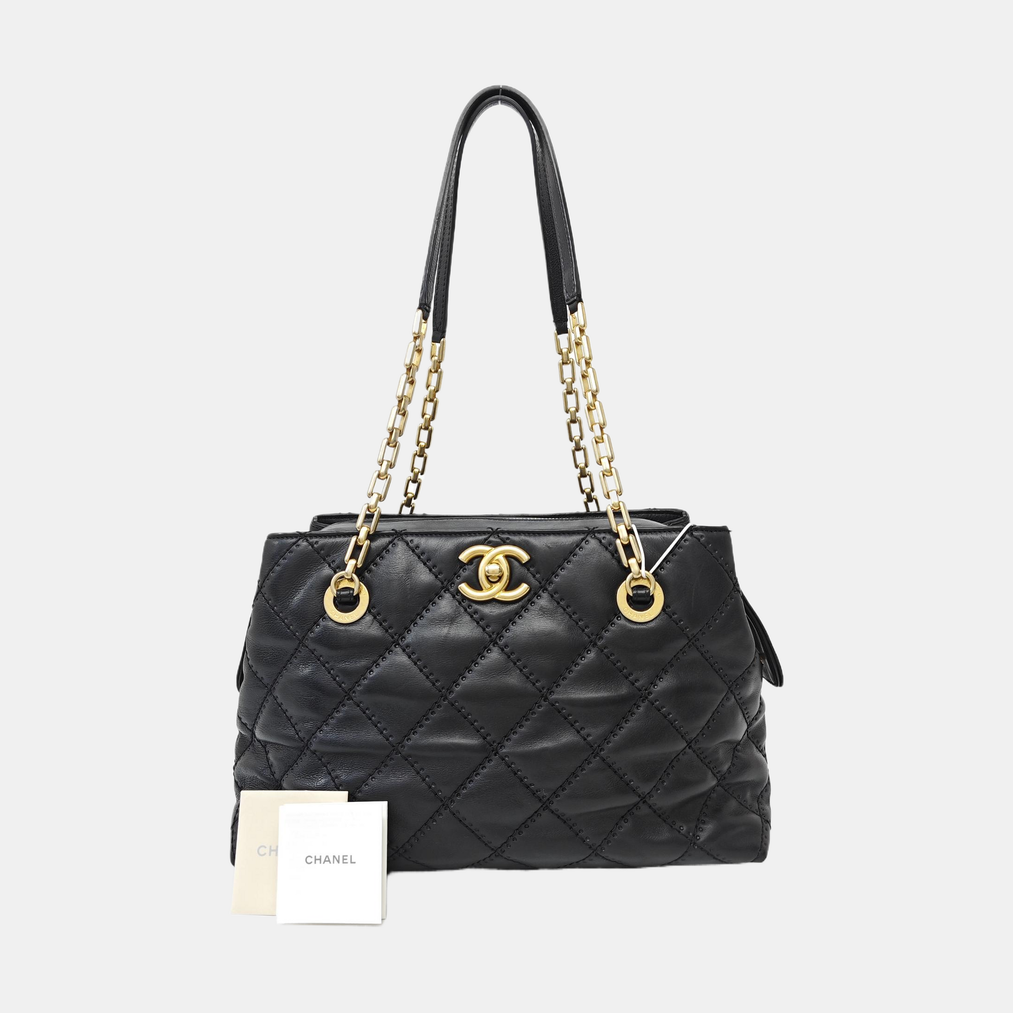 Quilted Calfskin Tote Bag Black