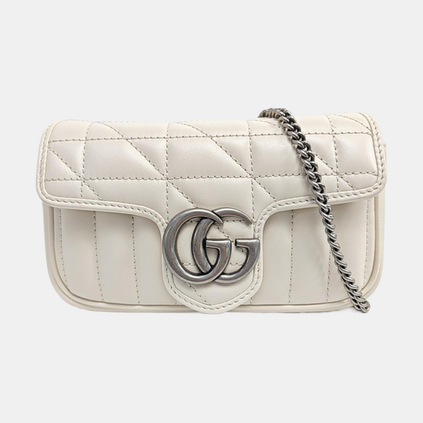 GG Marmont Mini Quilted Calfskin White