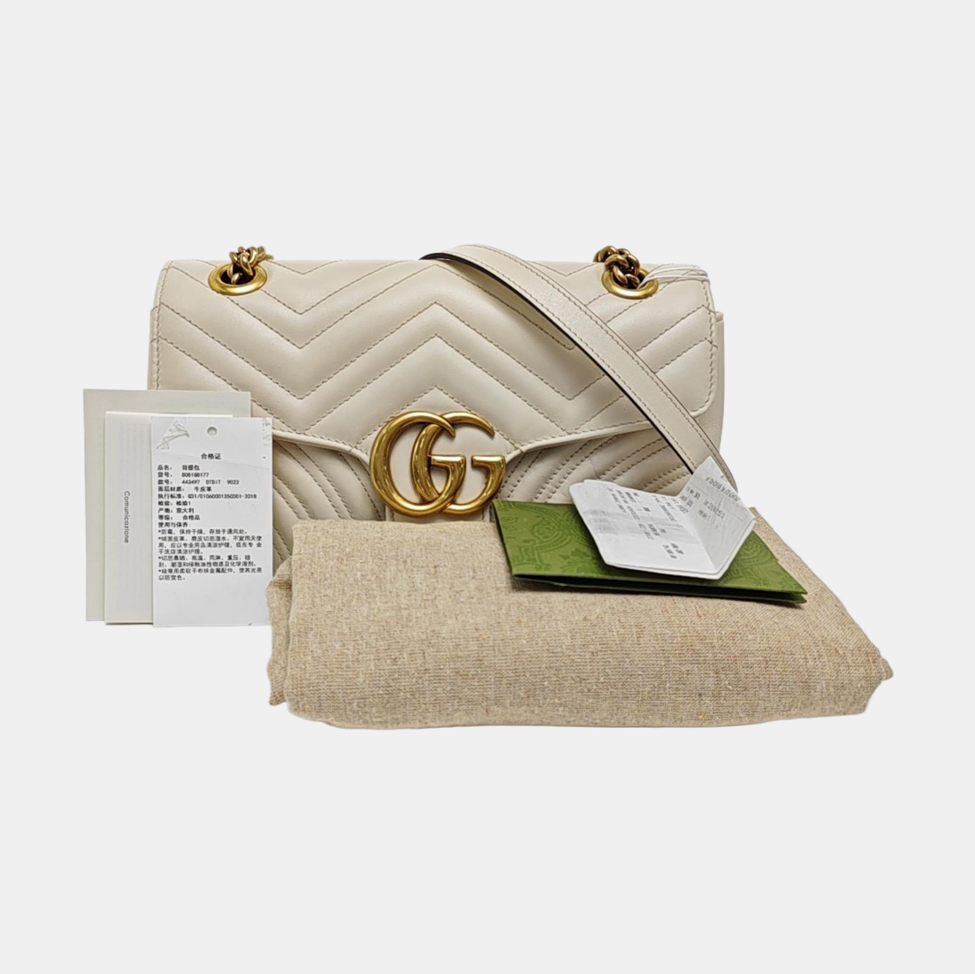 GG Marmont Medium Quilted Calfskin White