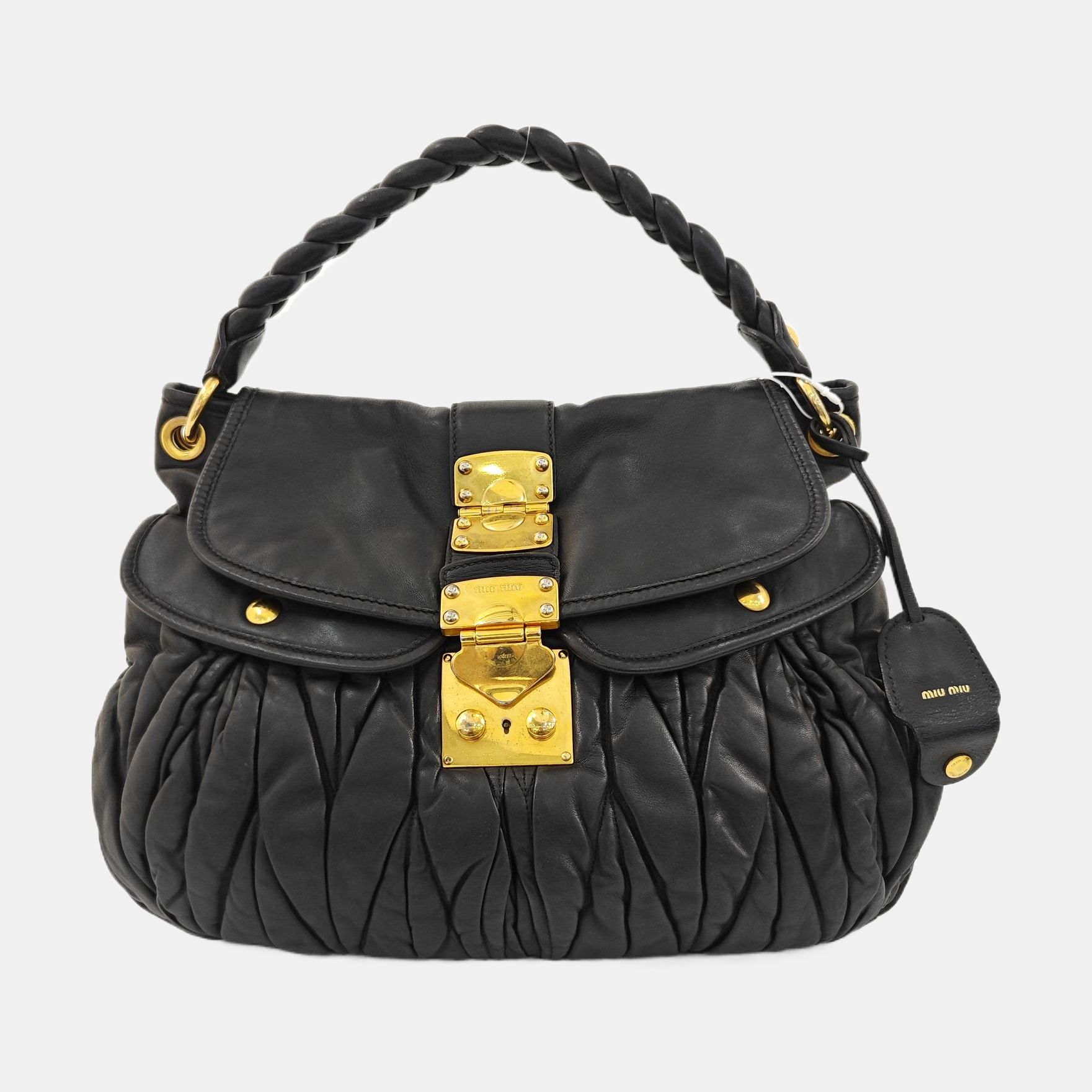 Miu Coffer Quilted Lambskin Black