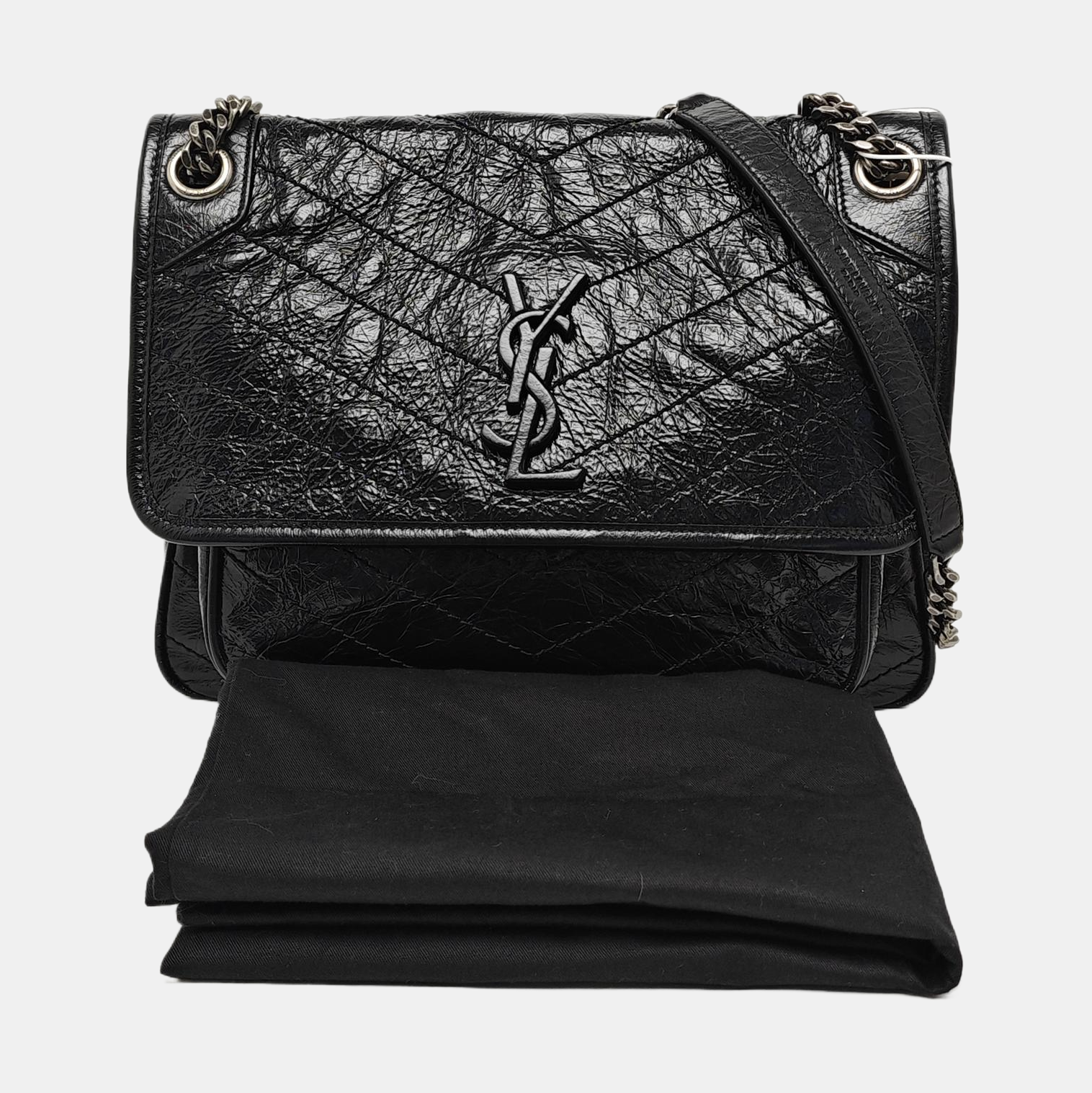 NIKI Medium Chevron Calfskin Black