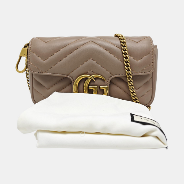 GG Marmont Mini Quilted Calfskin Beige