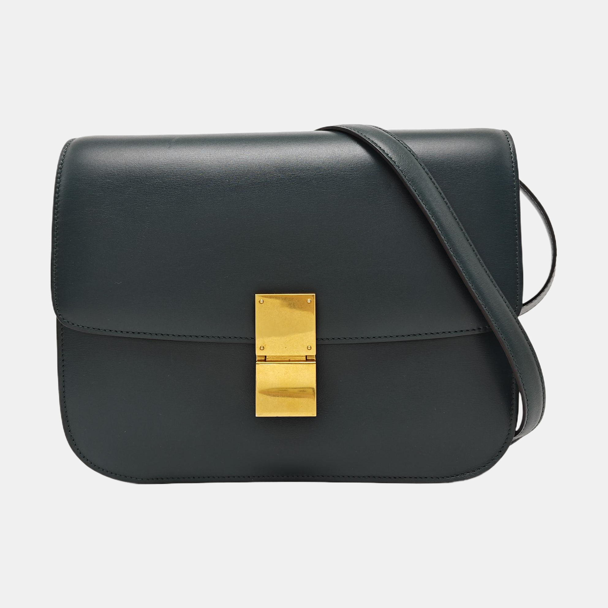 Authenticated pre-owned  CLASSIC BOX Medium Calfskin Green - Crossbody Bag at Looply