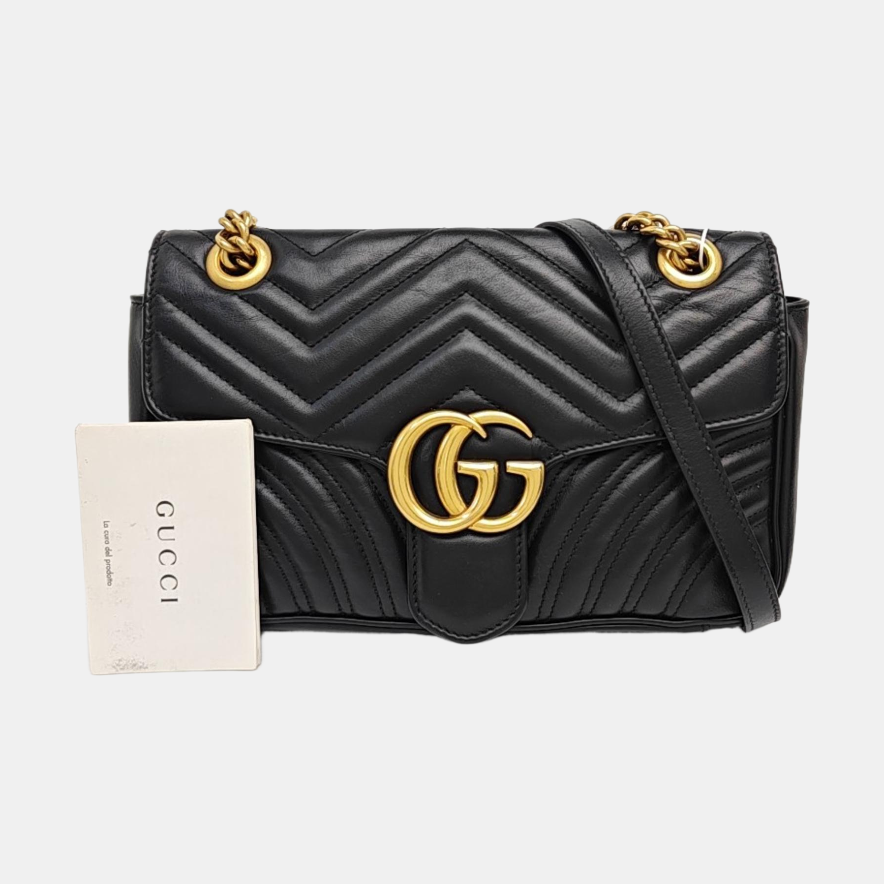 GG Marmont Medium Quilted Calfskin Black