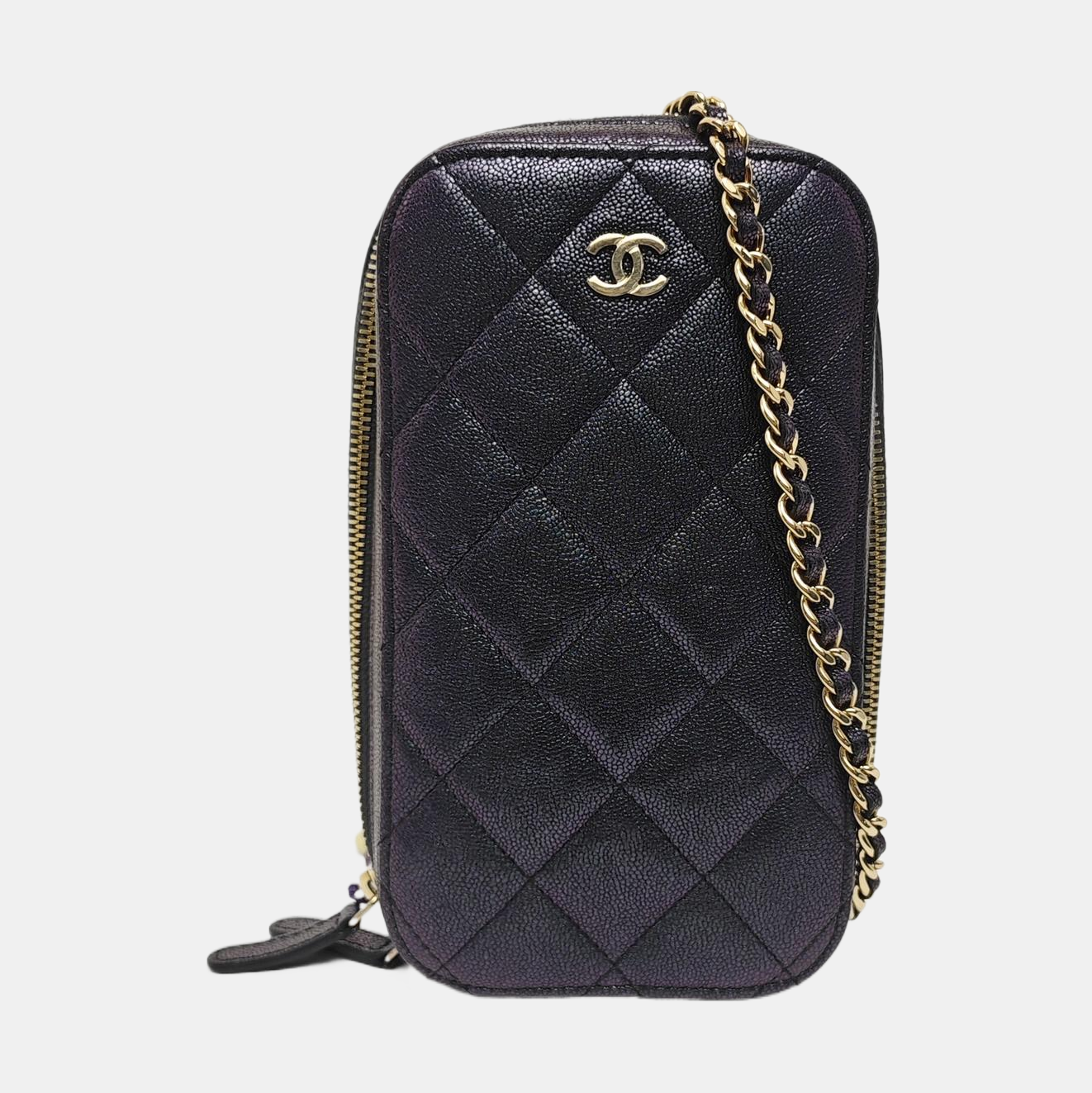 Quilted Grained Calfskin Metallic