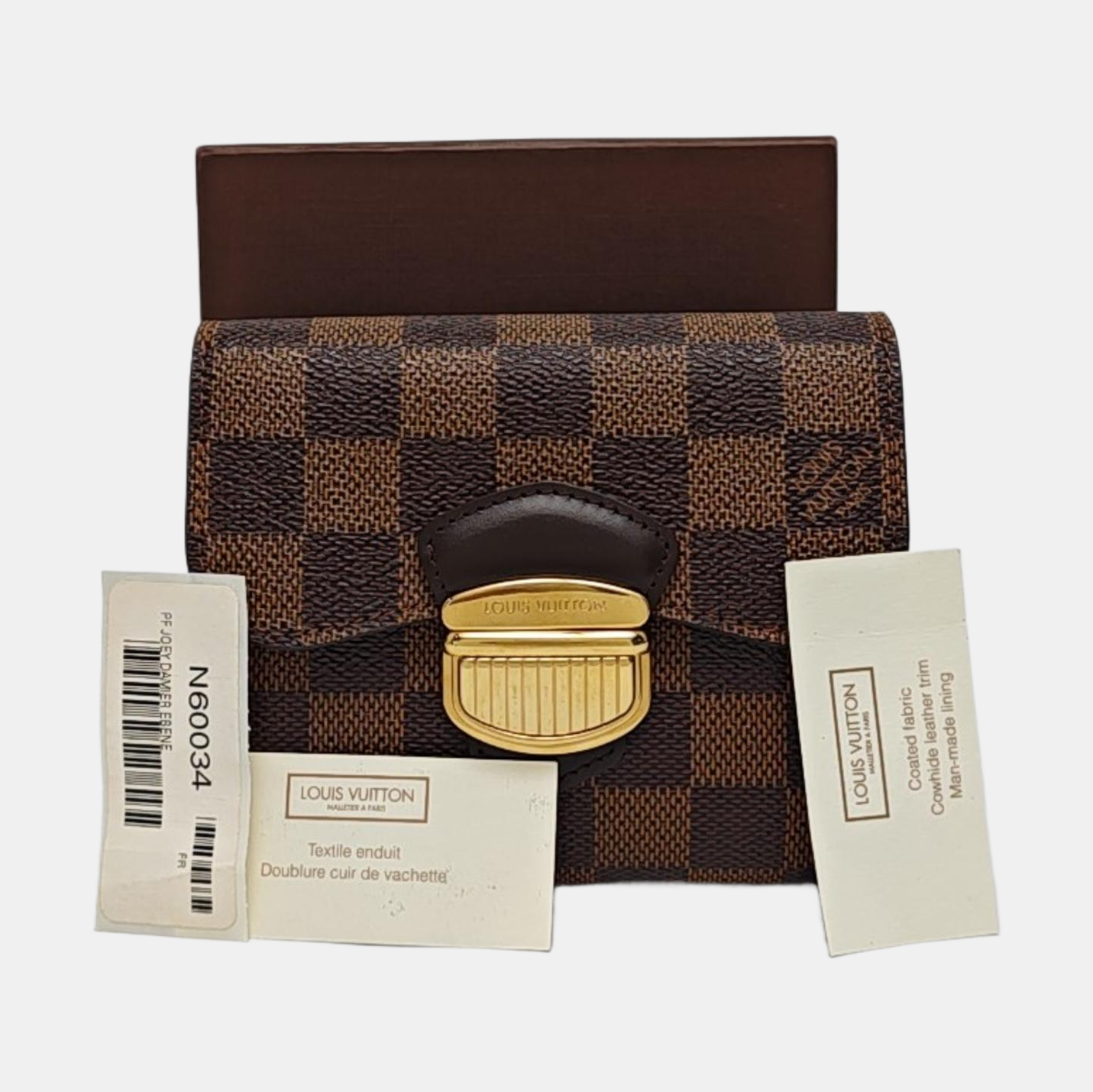 JOEY Damier Ebene Coated Canvas Brown Wallet