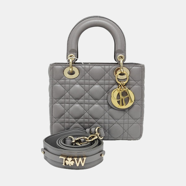 Lady Dior Medium Cannage Lambskin Gray