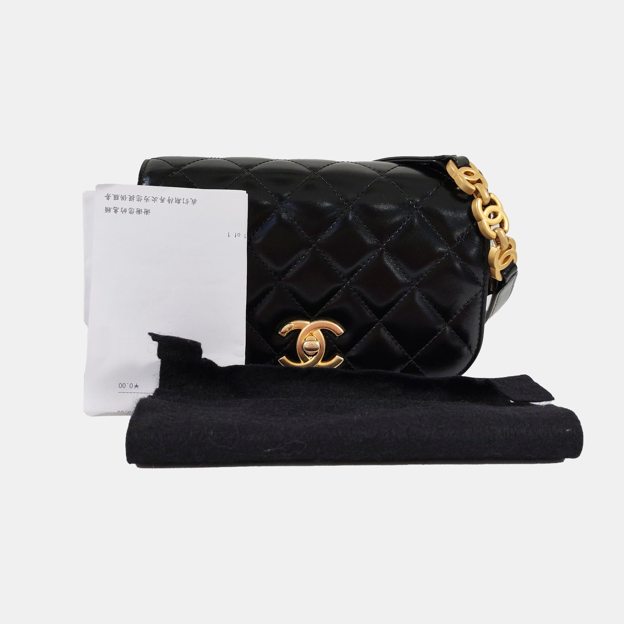 Mini Quilted Waxed Cafskin Black
