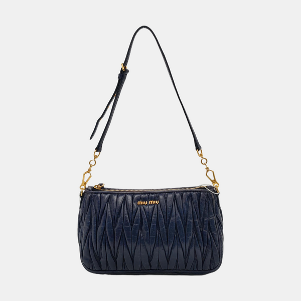 Quilted Lambskin Shoulder Bag Blue