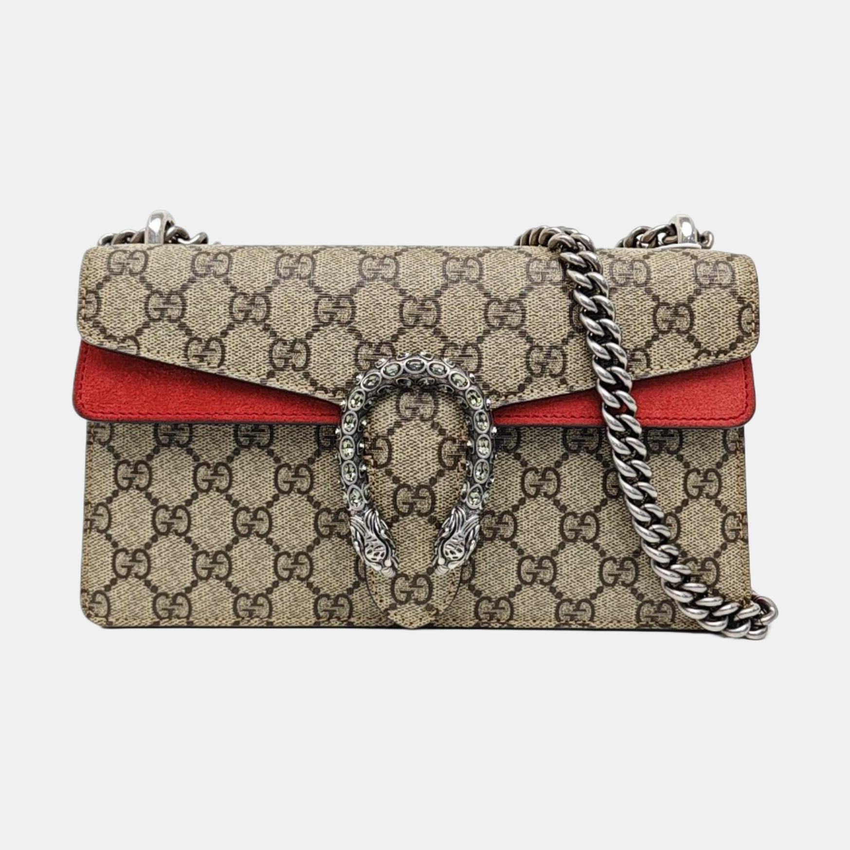 Dionysus Small Monogram Coated Canvas Beige