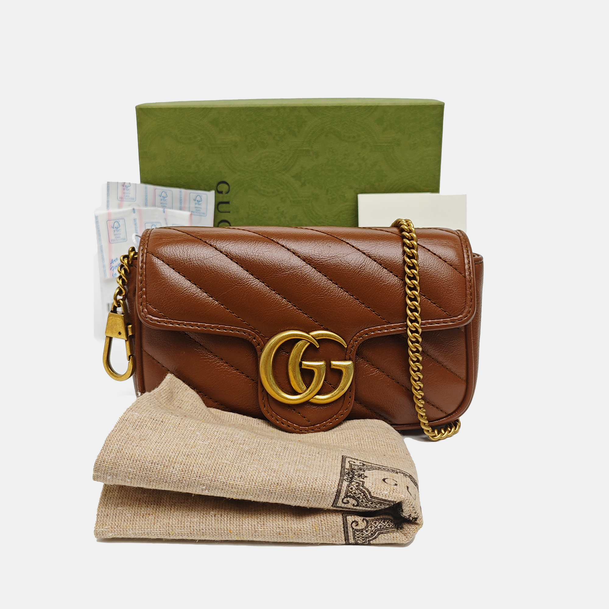 GG Marmont Mini Quilted Calfskin Brown