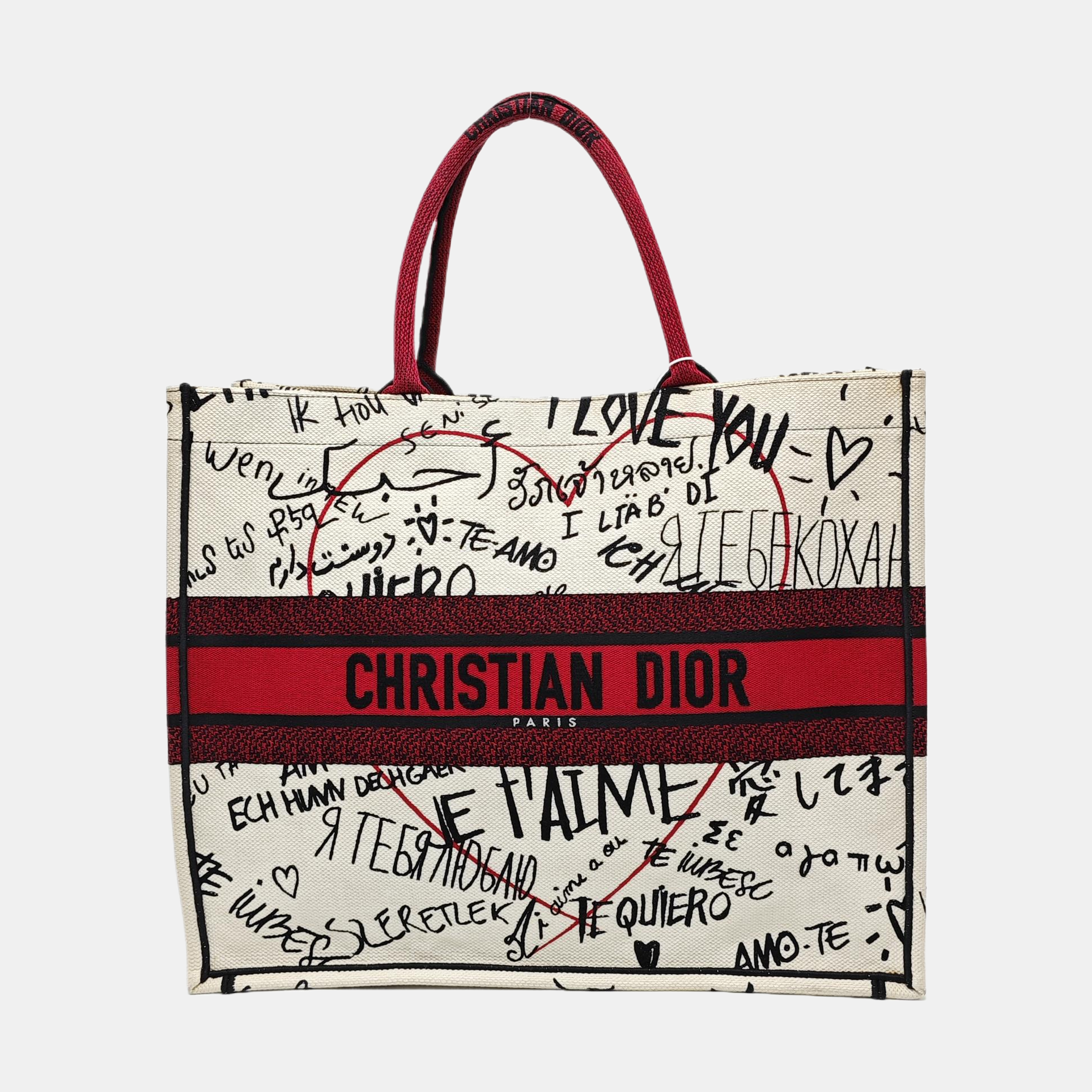 Authenticated pre-owned  Book Tote Large Canvas White - Tote Bag at Looply