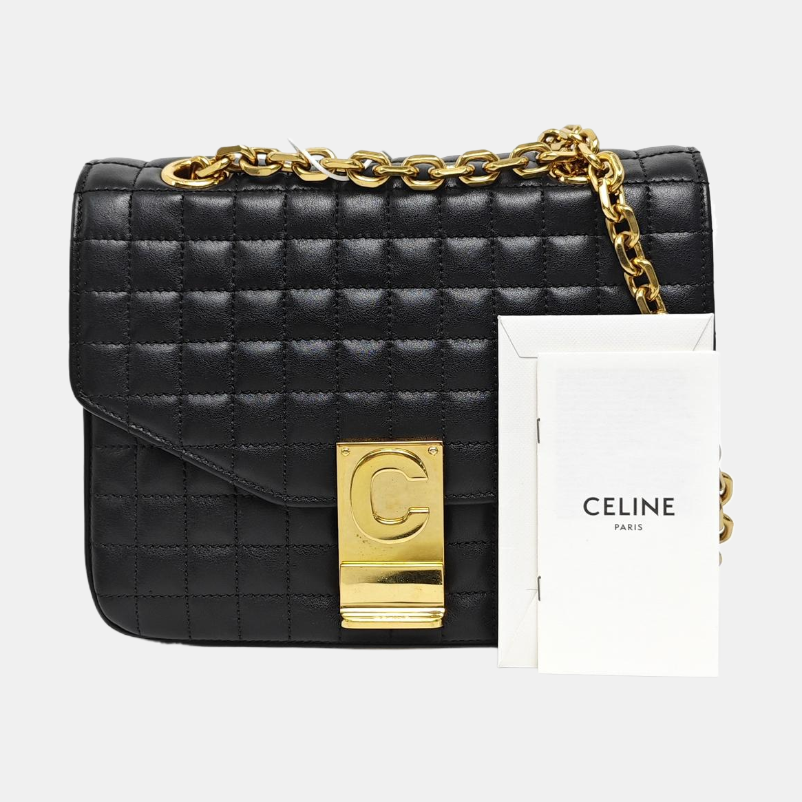 C Small Quilted Calfskin Black