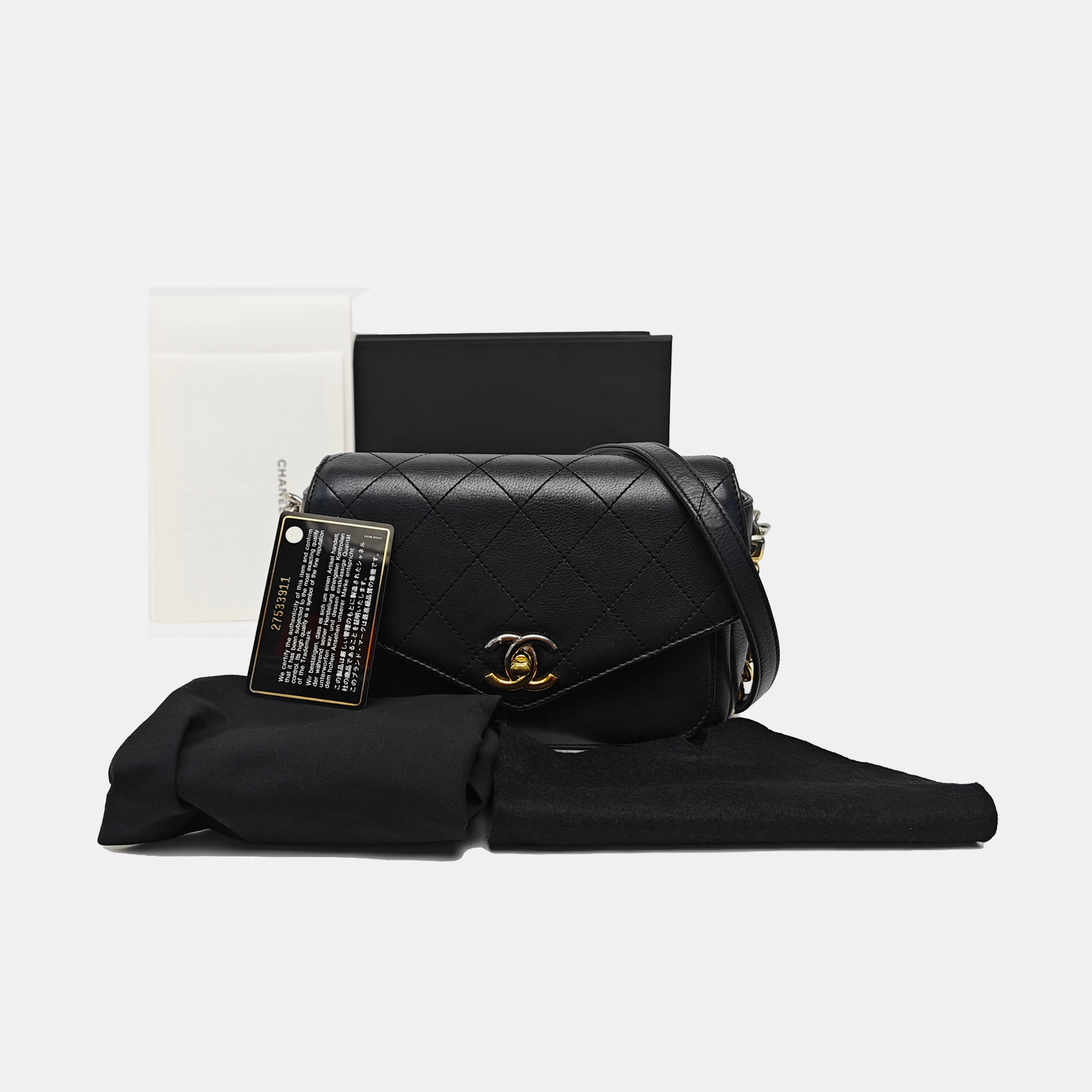 Quilted Calfskin Shoulder Bag Black
